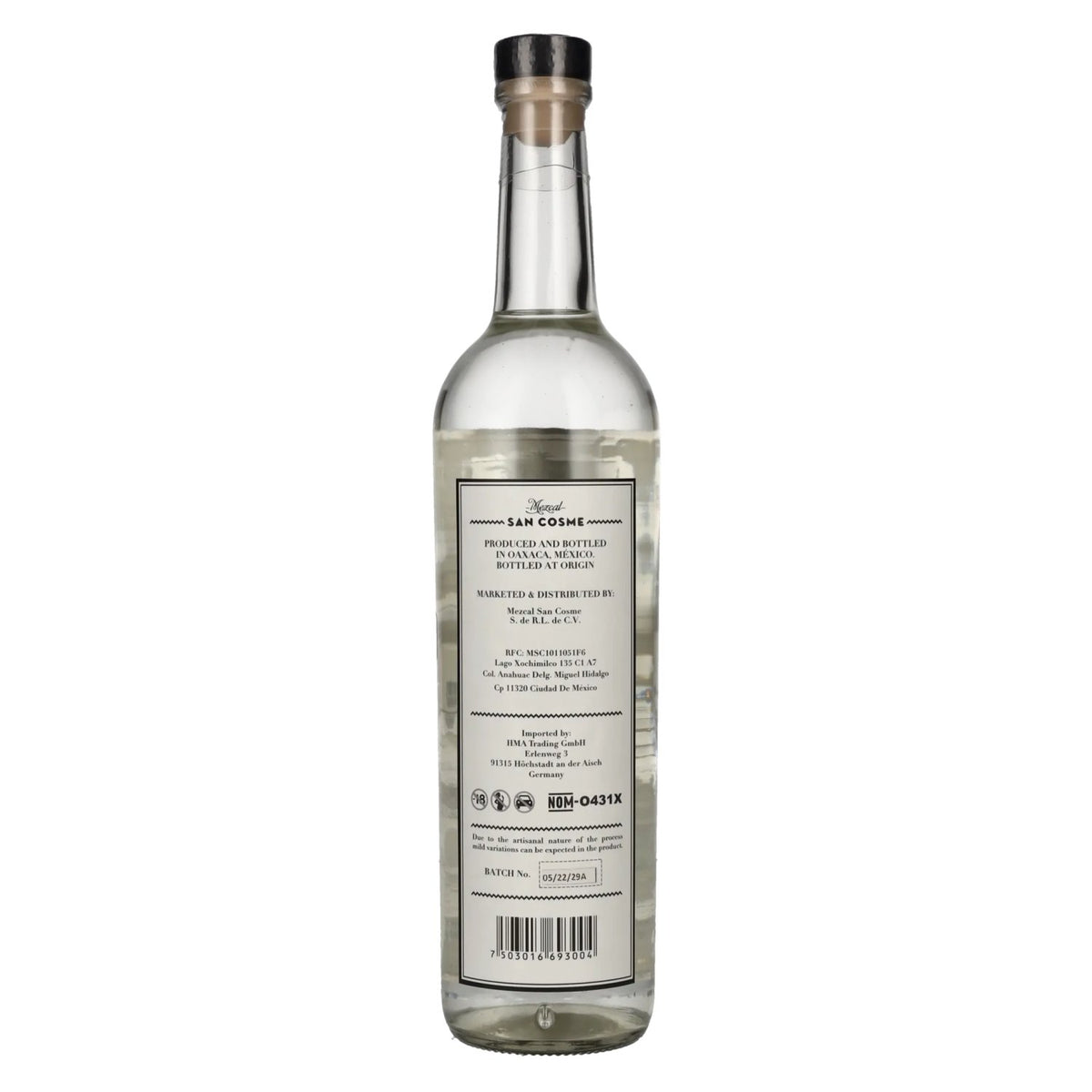 San Cosme Oaxaca Mexique Mezcal Joven 100 % agave 40 % vol. 0,7 l