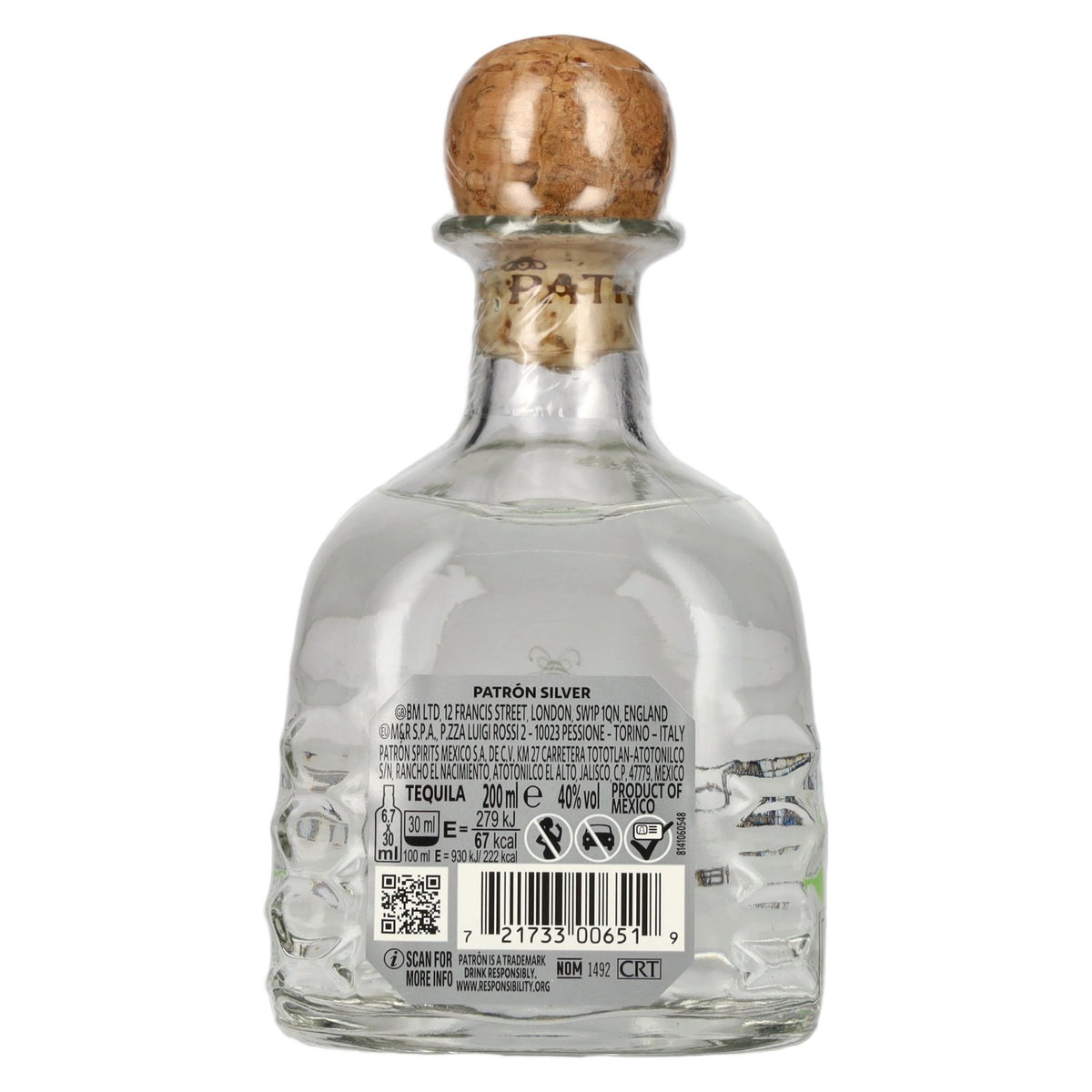 Tequila Patrón Silver 40 % vol., 0,2 l