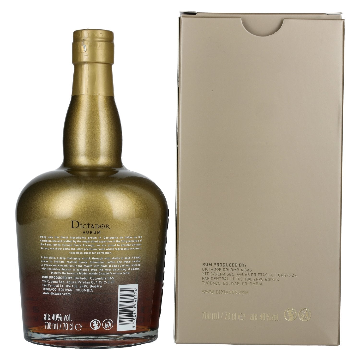 Dictador AURUM Colombian Aged Rum 40% Vol. 0,7l in Geschenkbox