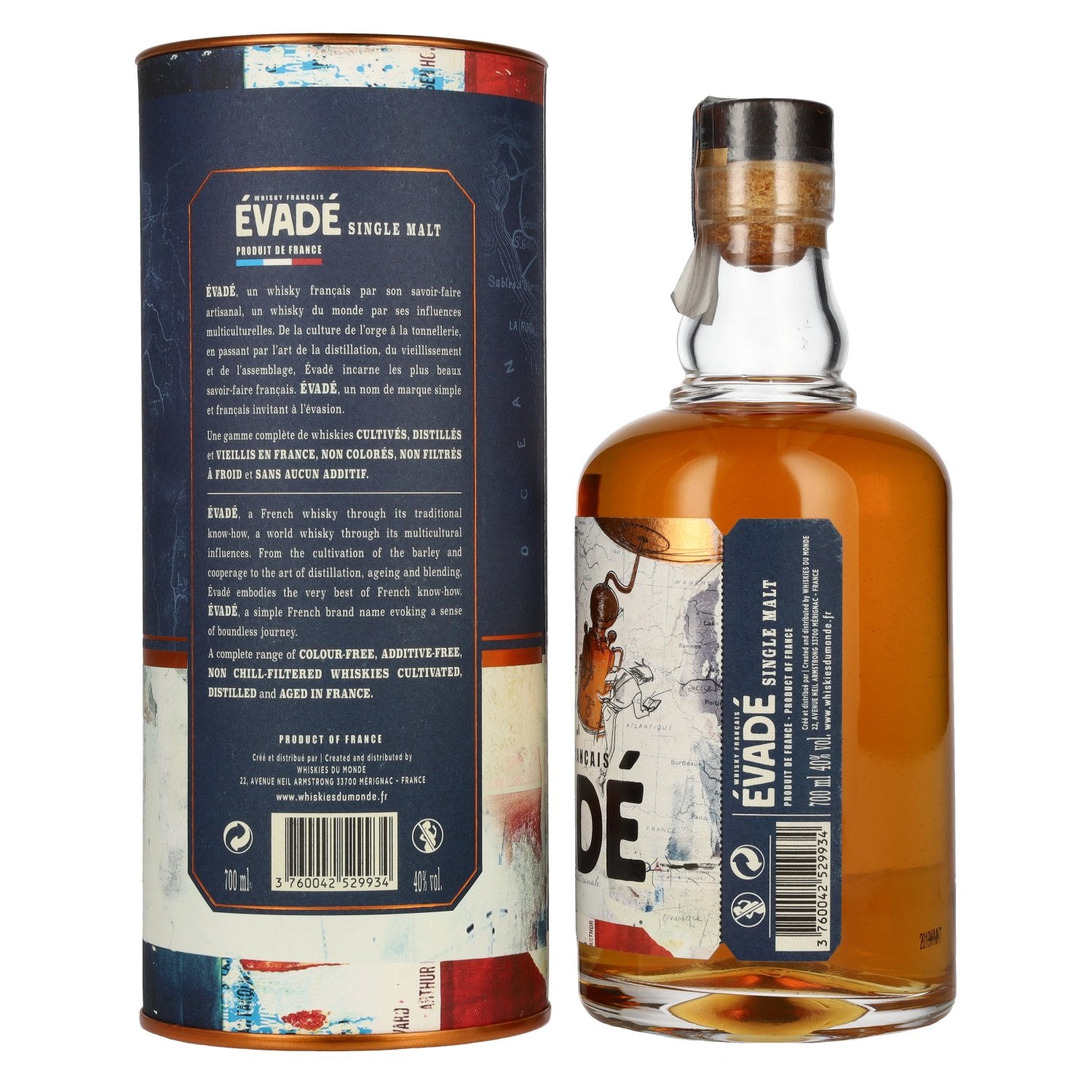 Évadé Single Malt Whisky Français 40% Vol. 0,7l en coffret cadeau