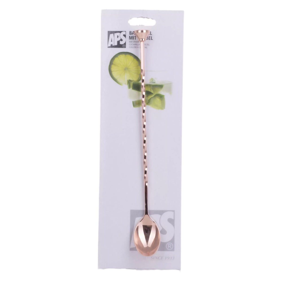 APS bar spoon with tamper, stainless steel and copper, 28 cm