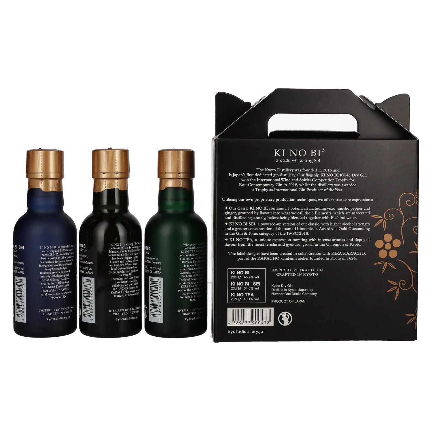 KI NO BI³ Kyoto Dry Gin Set 48,4% Vol. 3x0,2l in gift box