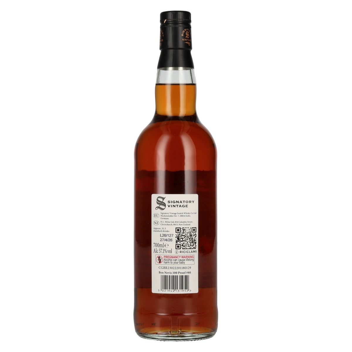 Signatory Vintage 100 Proof Edition Ben Nevis Single Malt 10 ans d'âge n° 80 2015 57,1 % vol. 0,7 l