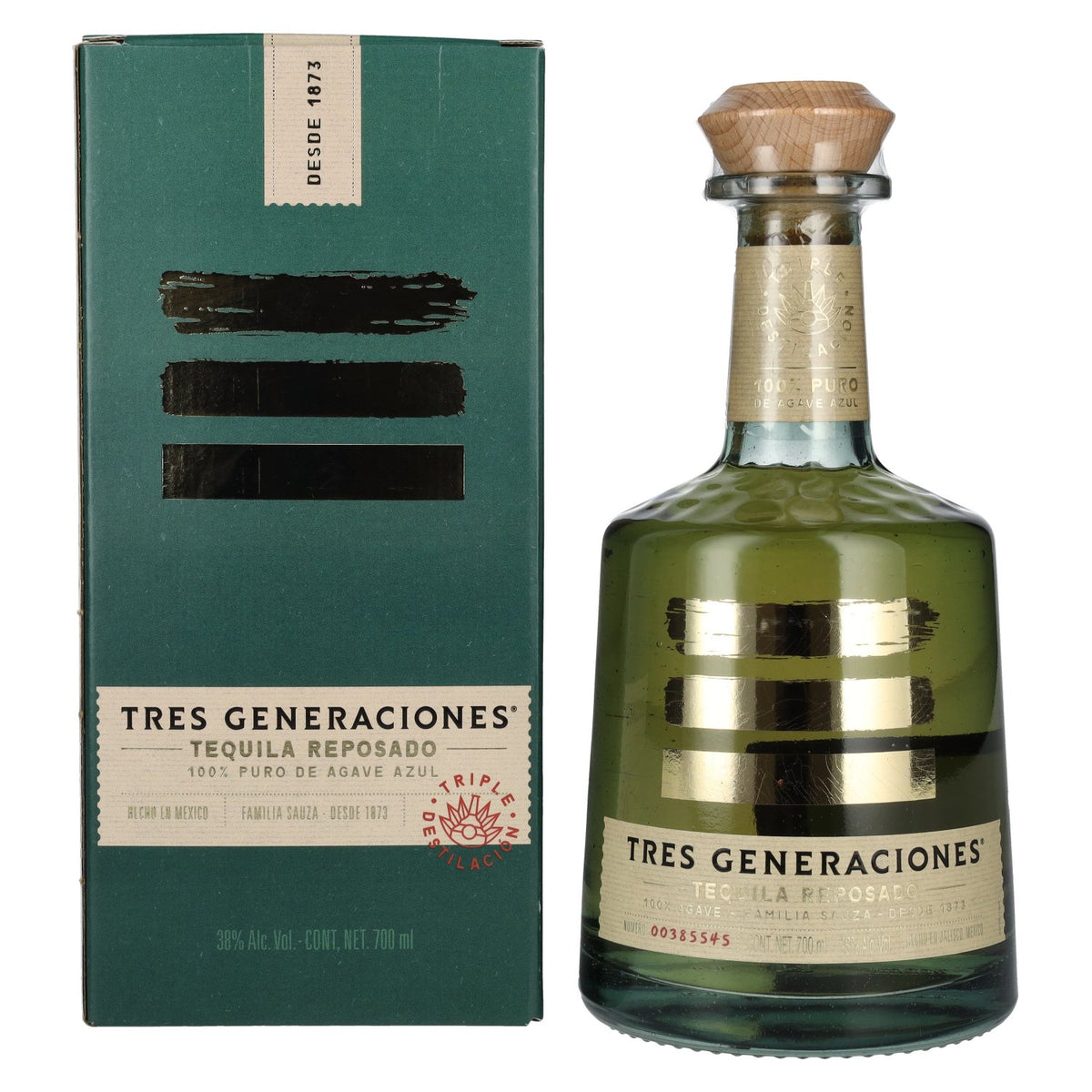 Tequila Tres Generaciones Reposado 100 % agave, 38 % vol., 0,7 l, dans un coffret cadeau