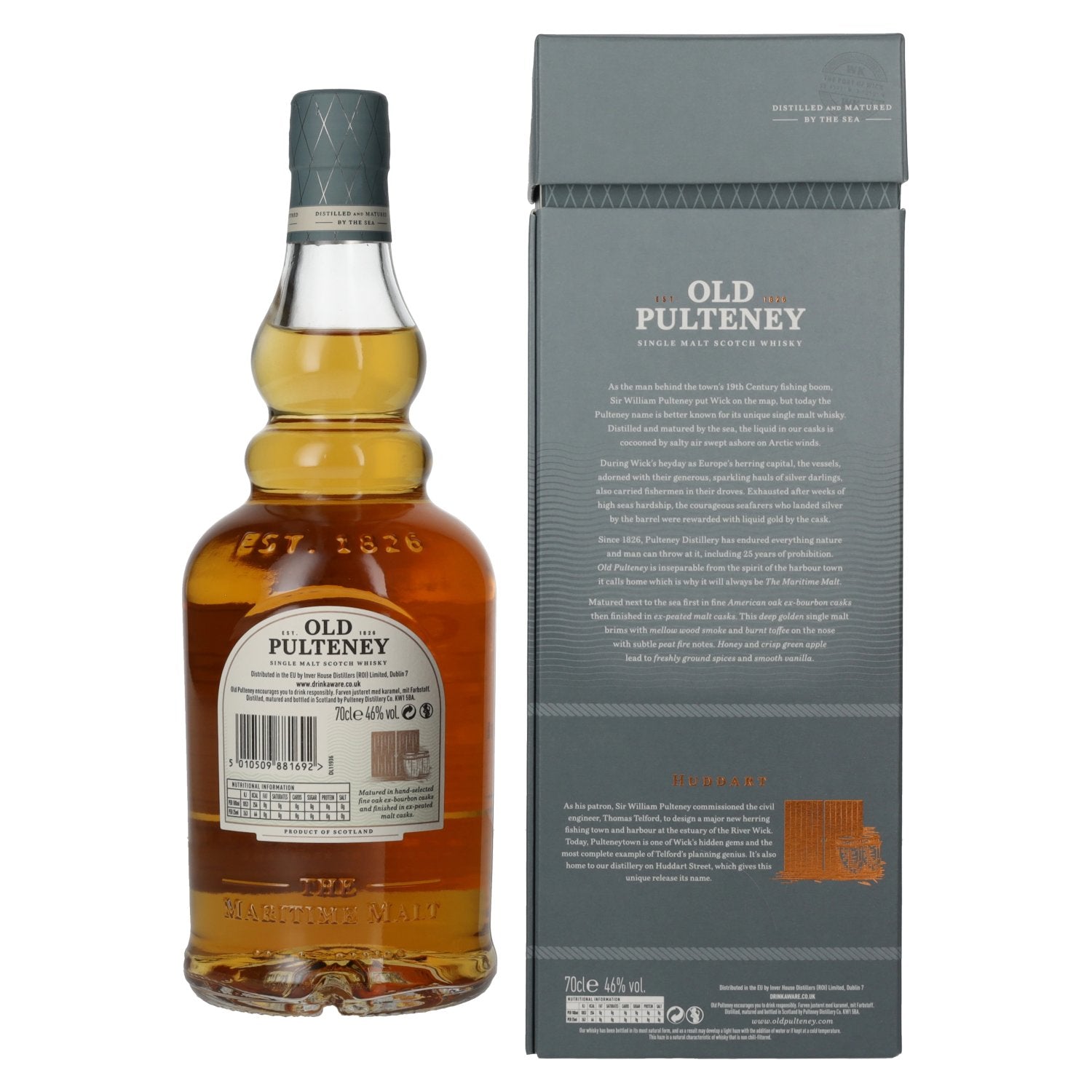 Old Pulteney HUDDART The Maritime Malt Single Malt Scotch Whisky 46% Vol. 0,7l in geschenkverpakking