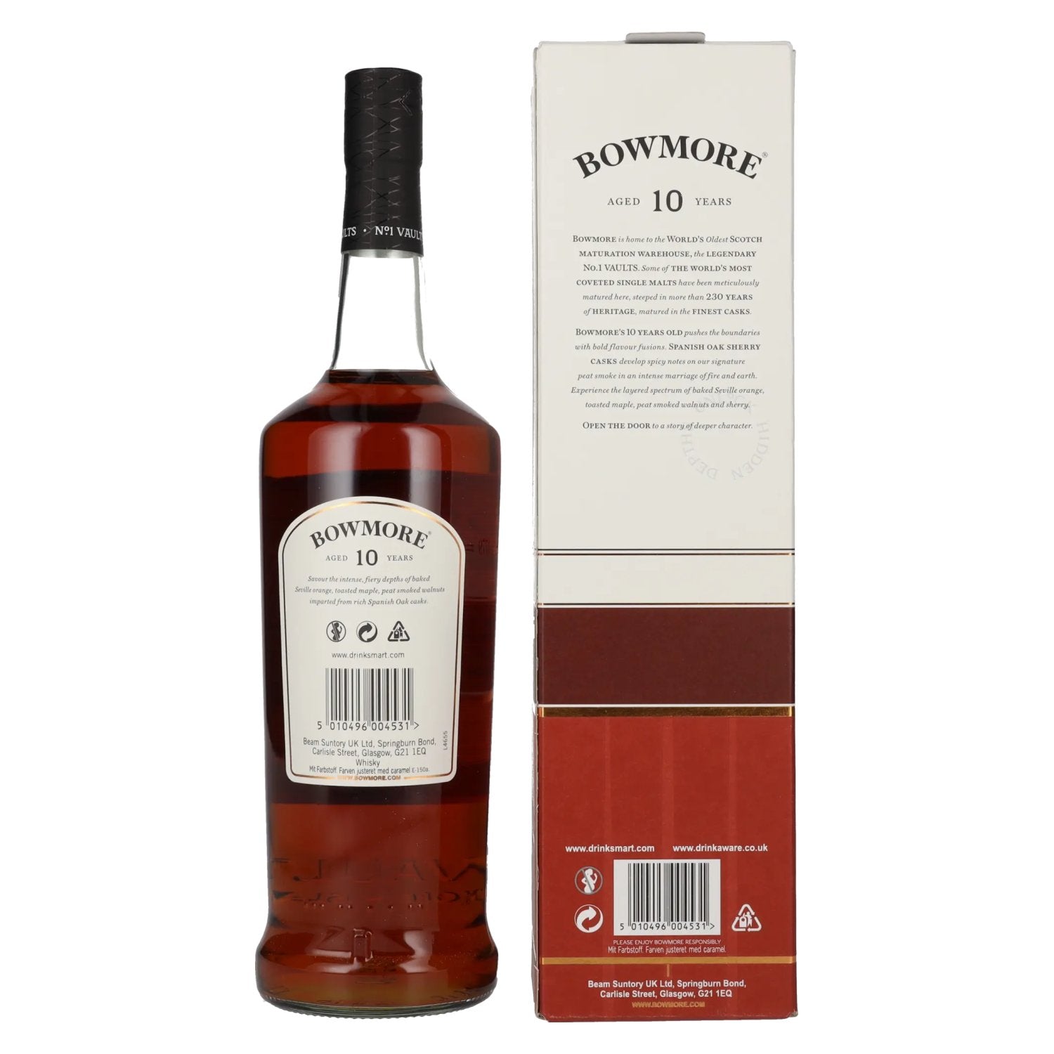 Bowmore 10 Years Old DARK &amp; INTENSE Travel Exclusief 40% Vol. 1l in geschenkverpakking