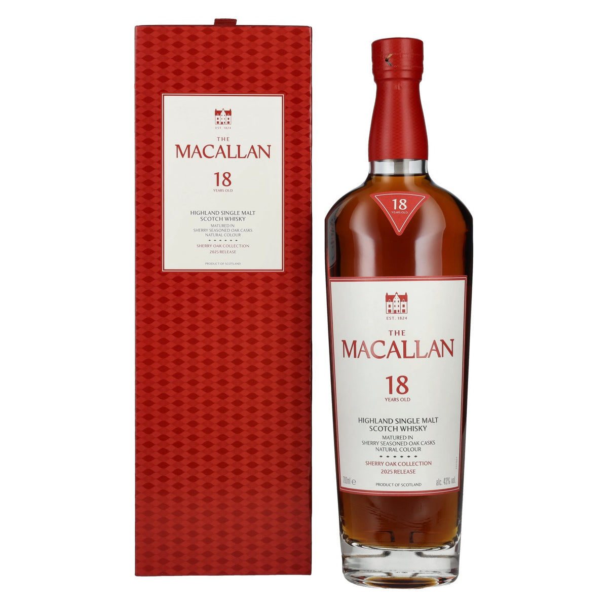 The Macallan 18 ans d'âge SHERRY OAK CASK 2025, 43 % vol., 0,7 l, dans un coffret cadeau