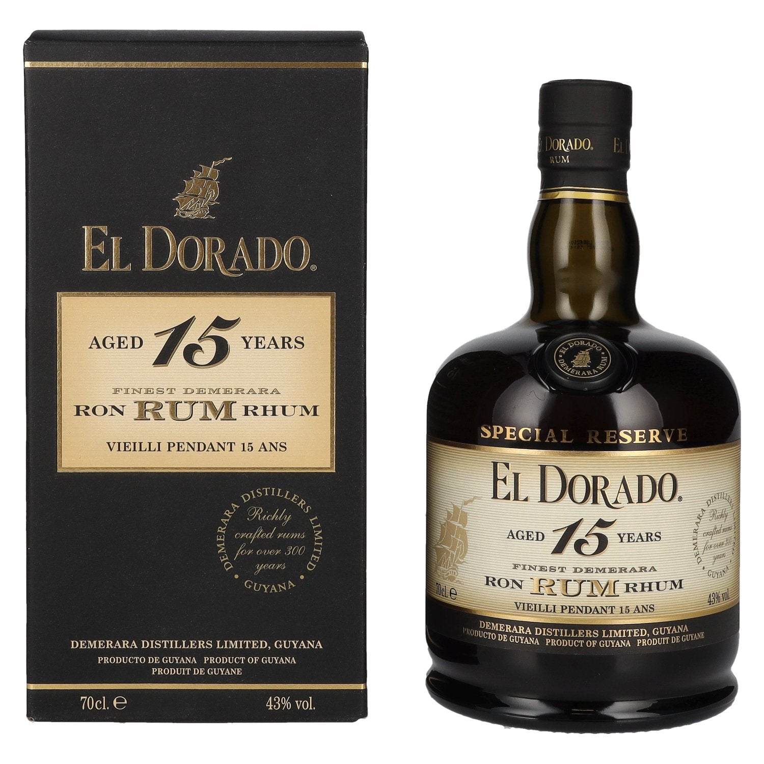 El Dorado 15 Years Old Finest Demerara Rum SPECIAL RESERVE 43% vol. 0,7l en boîte cadeau