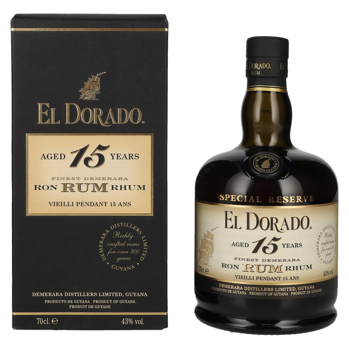 El Dorado 15 Years Old Finest Demerara Rum SPECIAL RESERVE 43% vol. 0.7 l in a gift box