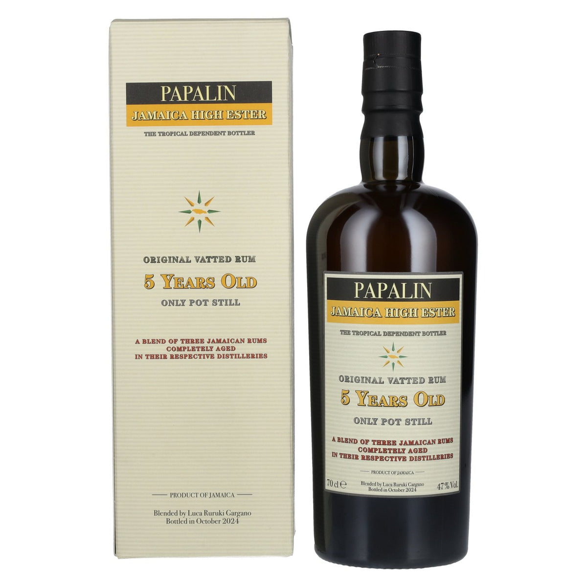 Papalin 5 ans d'âge, rhum jamaïcain à forte teneur en esters, 47 % vol., 0,7 l, dans un coffret cadeau