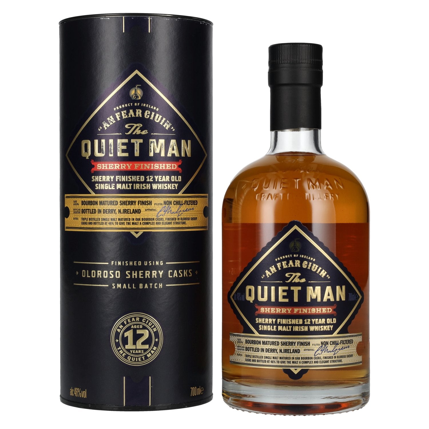 The Quiet Man AN FEAR CIUIN 12 Year Old SHERRY FINISHED 46% Vol. 0,7l in gift box