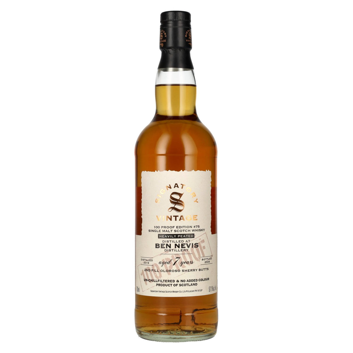 Signatory Vintage 100 Proof Edition BEN NEVIS 7 Years Old Heavily Peated #75 2019 57,1% Vol. 0,7l