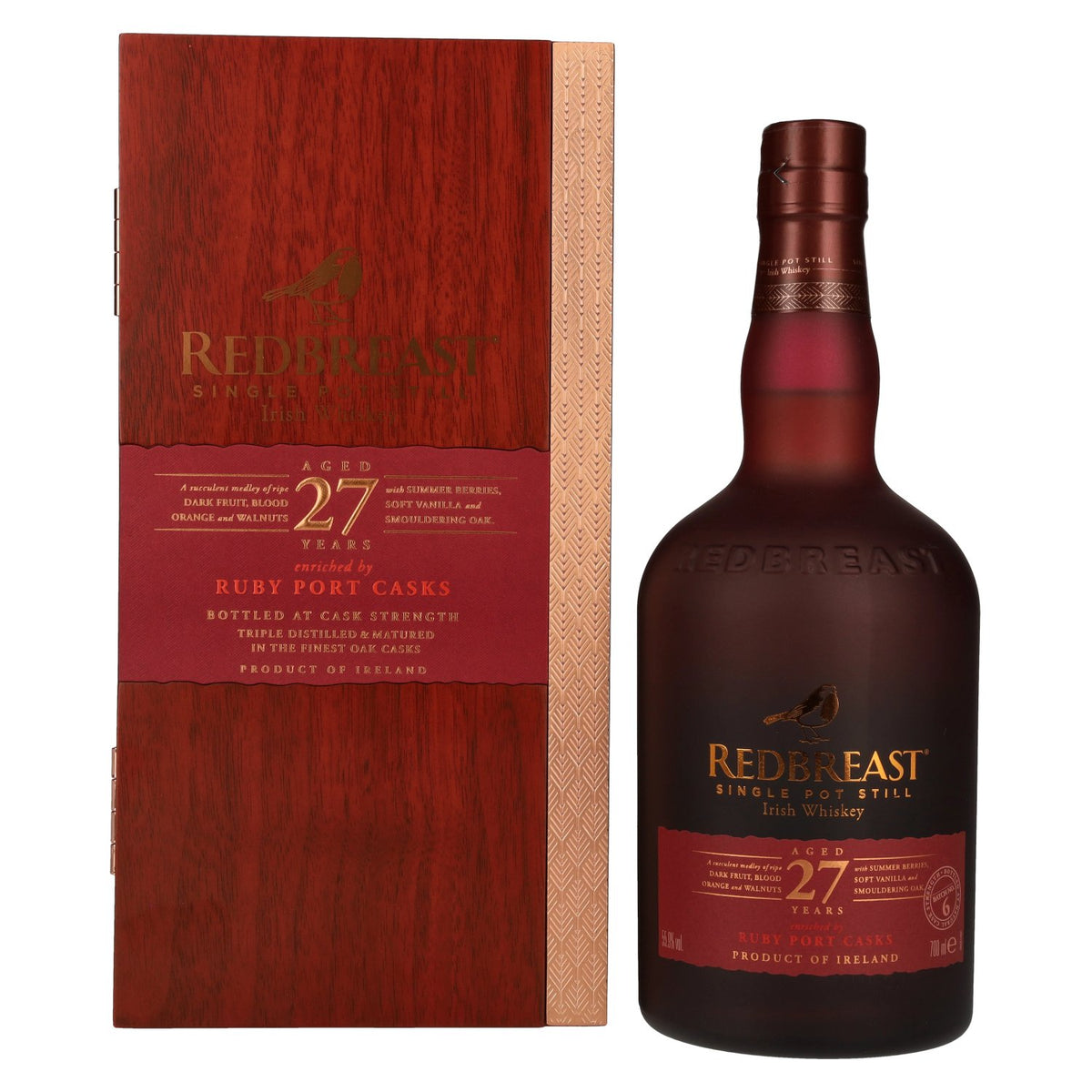 Redbreast 27 Years Old Single Pot Still Irish Whiskey RUBY PORT CASK 55.9% vol. 0.7 l in a wooden box