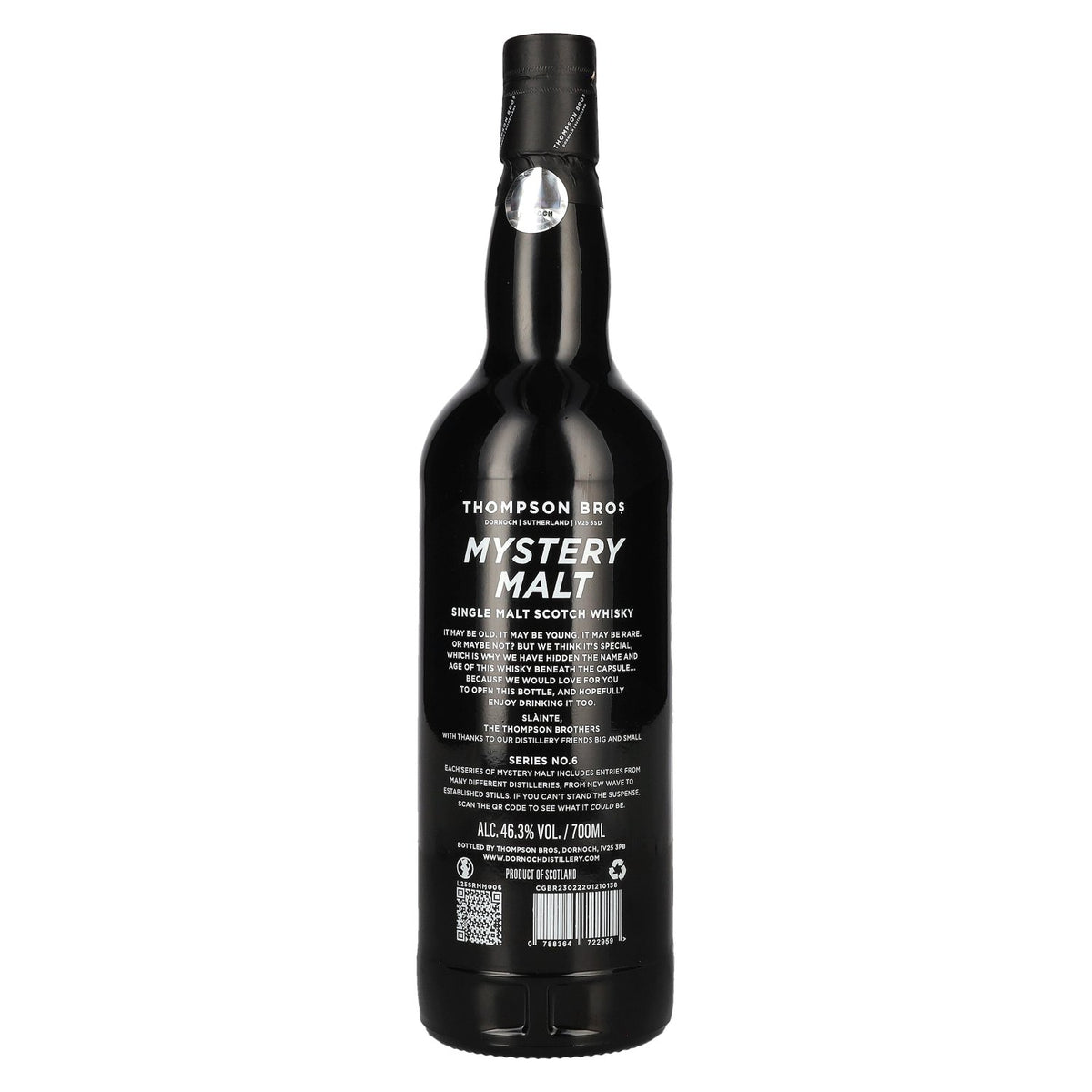 Thompson Bros. Série MYSTERY MALT n° 6, whisky single malt écossais, 46,3 % vol., 0,7 l
