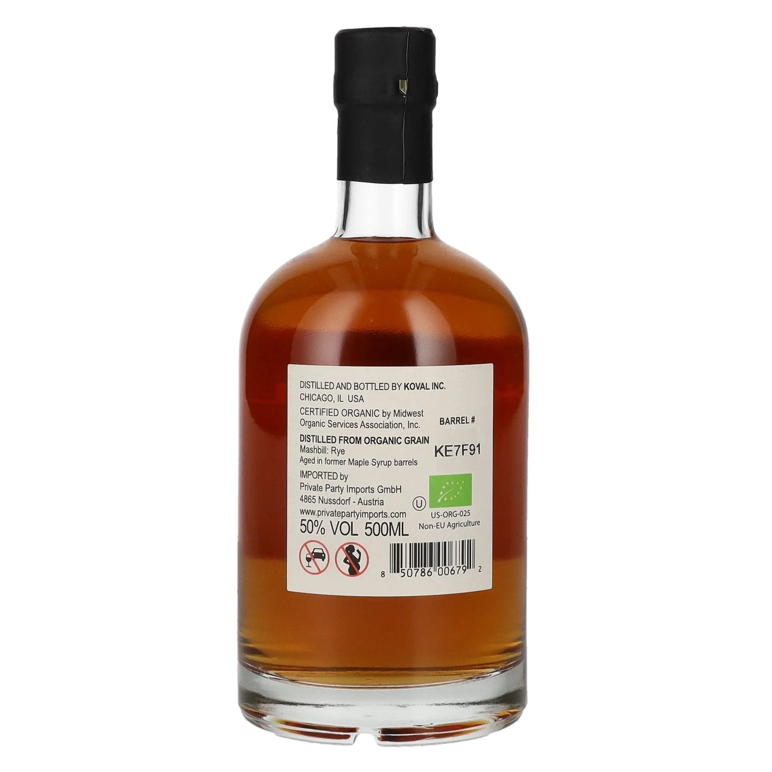 Koval RYE Single Barrel Whiskey Maple Syrup Cask Finish 50% Vol. 0,5l