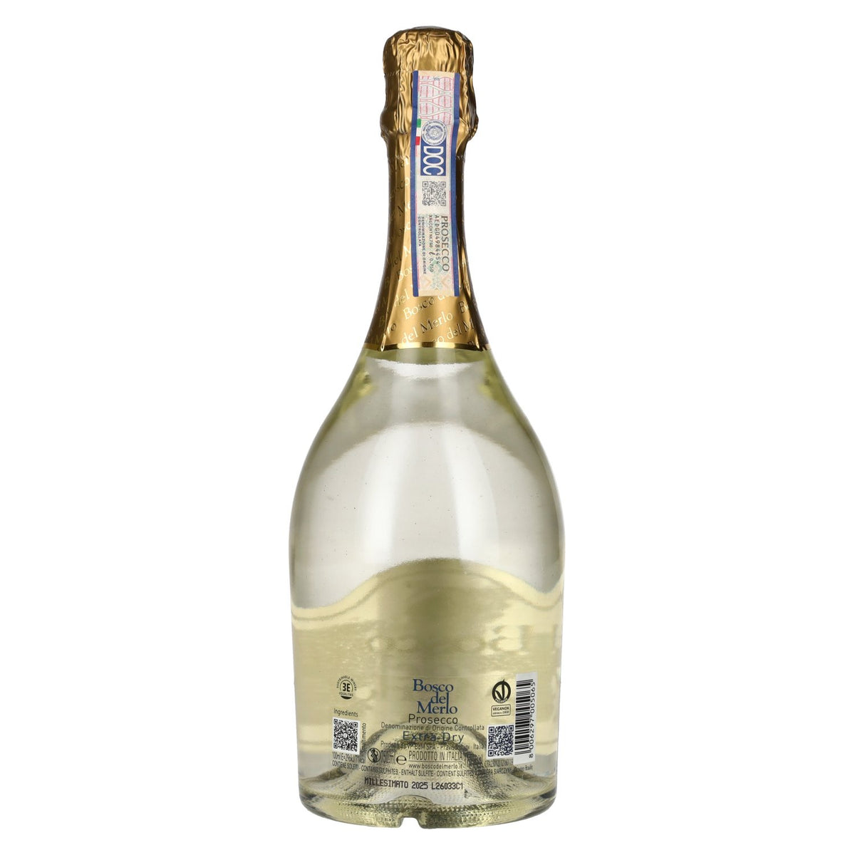 Bosco del Merlo Prosecco Extra Dry Millesimato DOC 2025 11.5% ABV 0.75l
