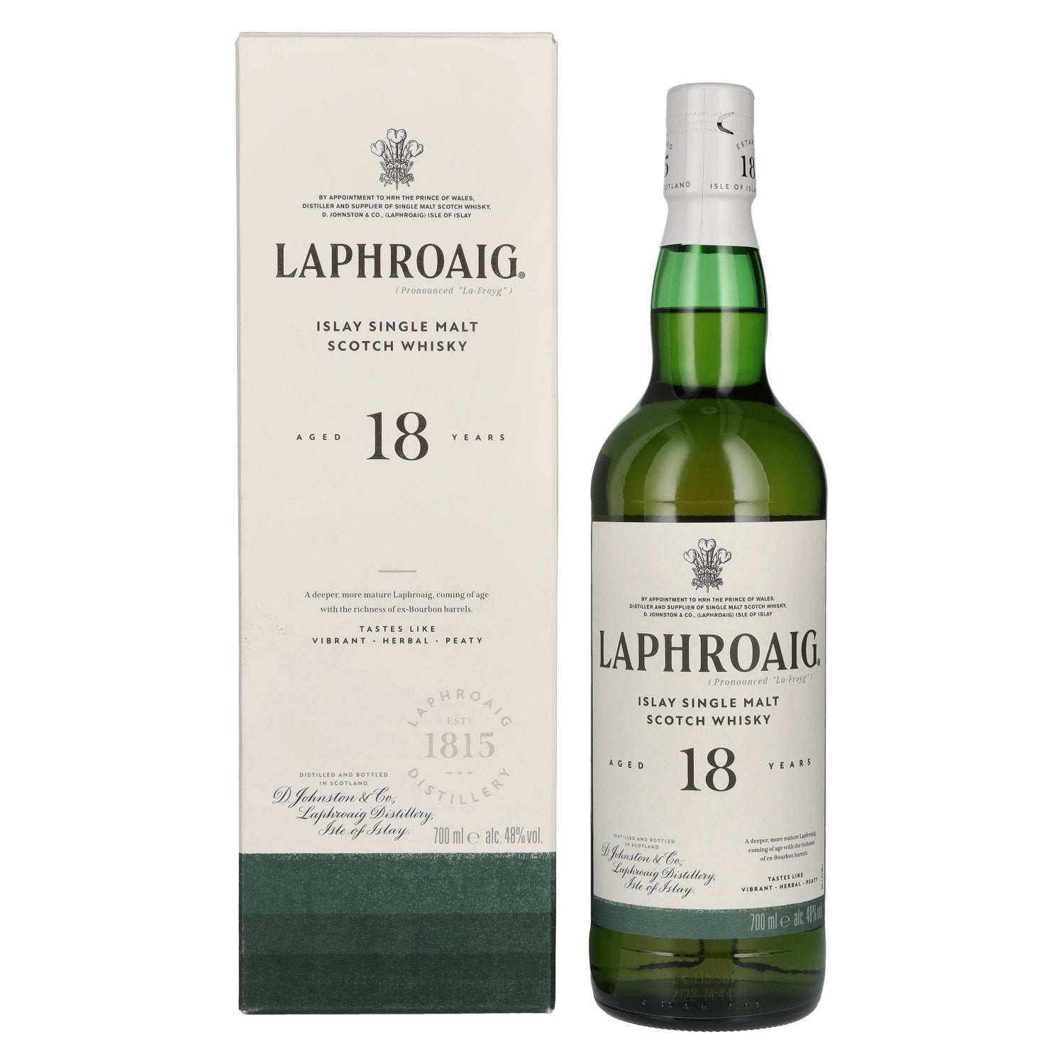 Laphroaig 18 Years Old Islay Single Malt Scotch Whisky 48% Vol. 0,7l in geschenkverpakking