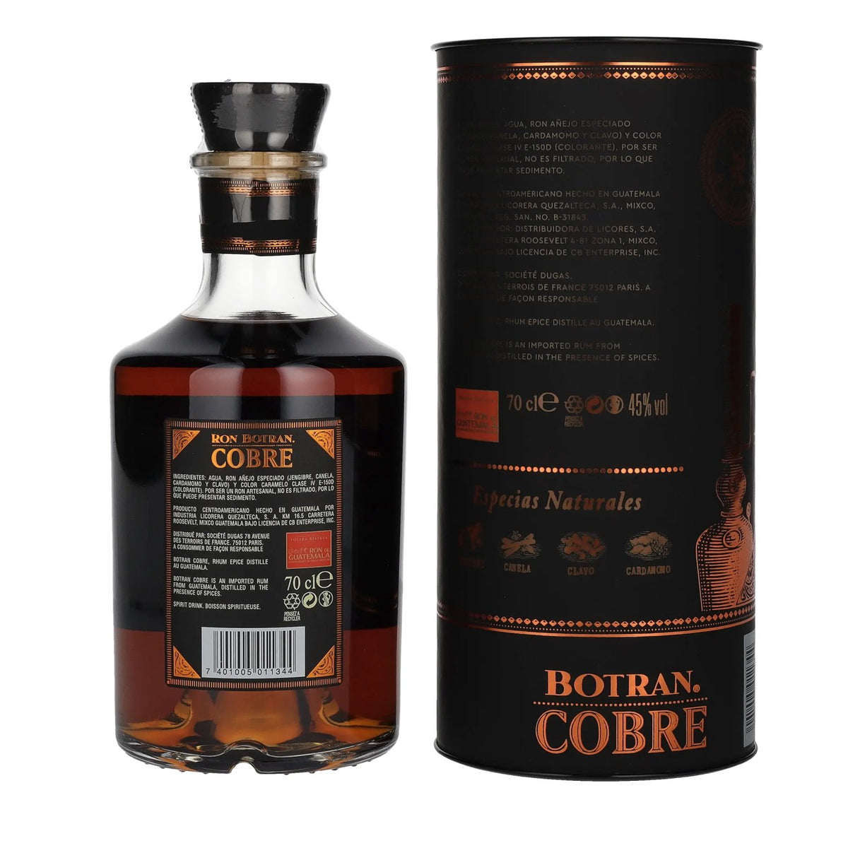 Botran Ron COBRE Rhum épicé Édition limitée 45 % vol. 0,7 l dans un coffret cadeau