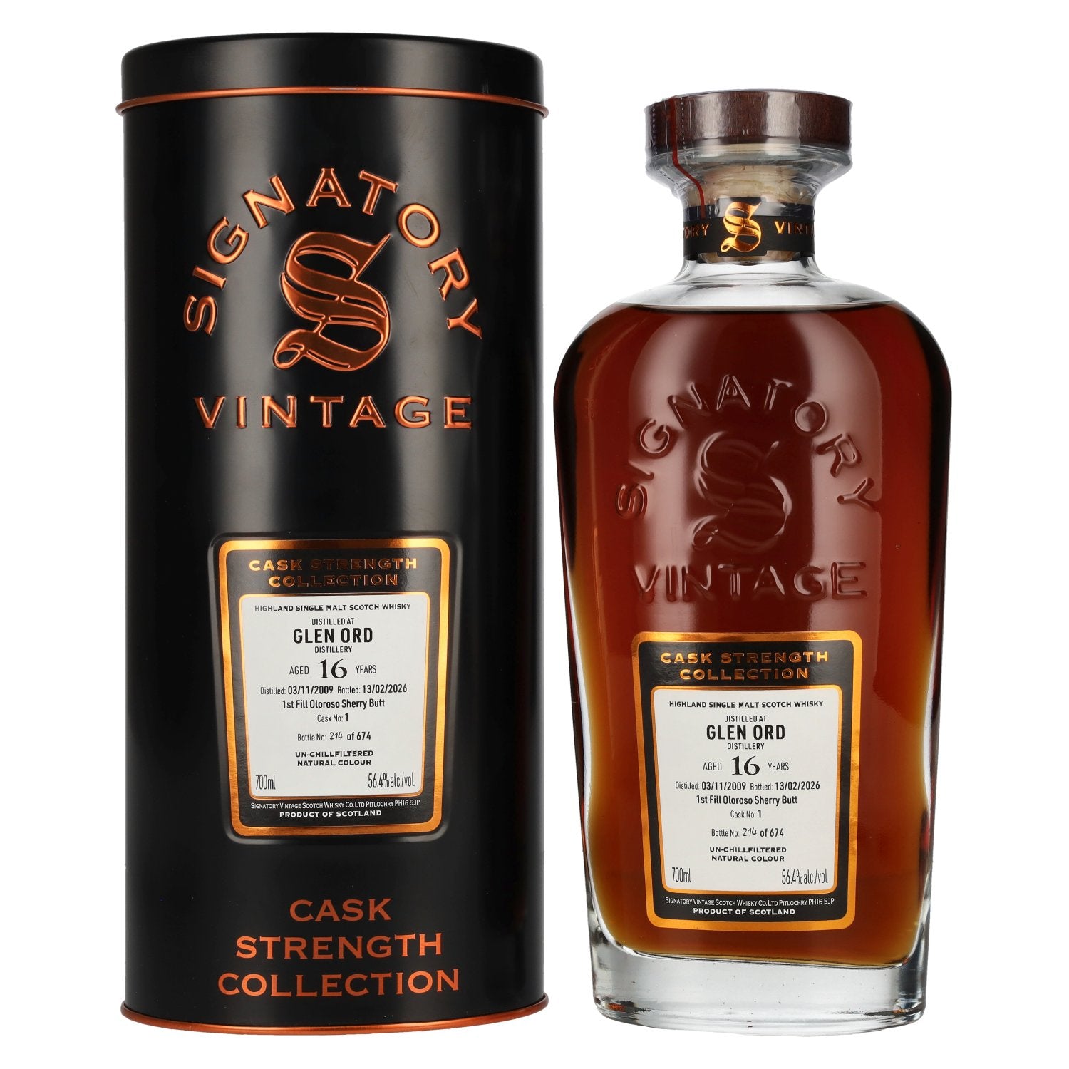 Signatory Vintage GLEN ORD 16 Years Old Cask Strength Collection #1 2009 56,4% Vol. 0,7l in Tinbox