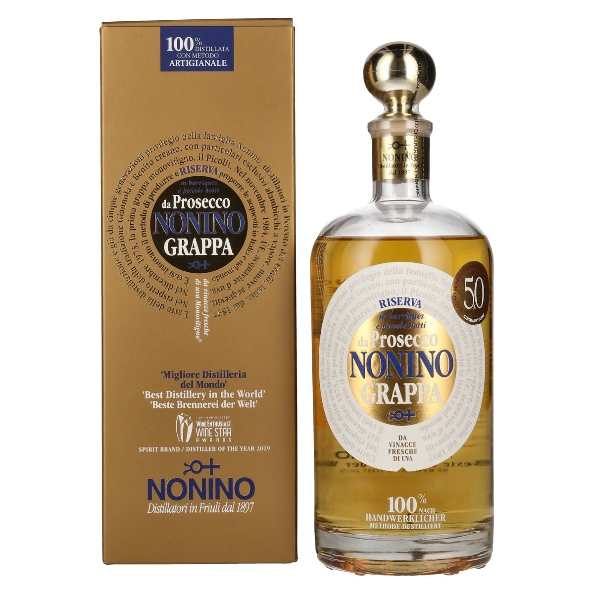 Nonino Grappa Monovitigno il Prosecco in barriques 41% vol. 0,7 l in geschenkverpakking