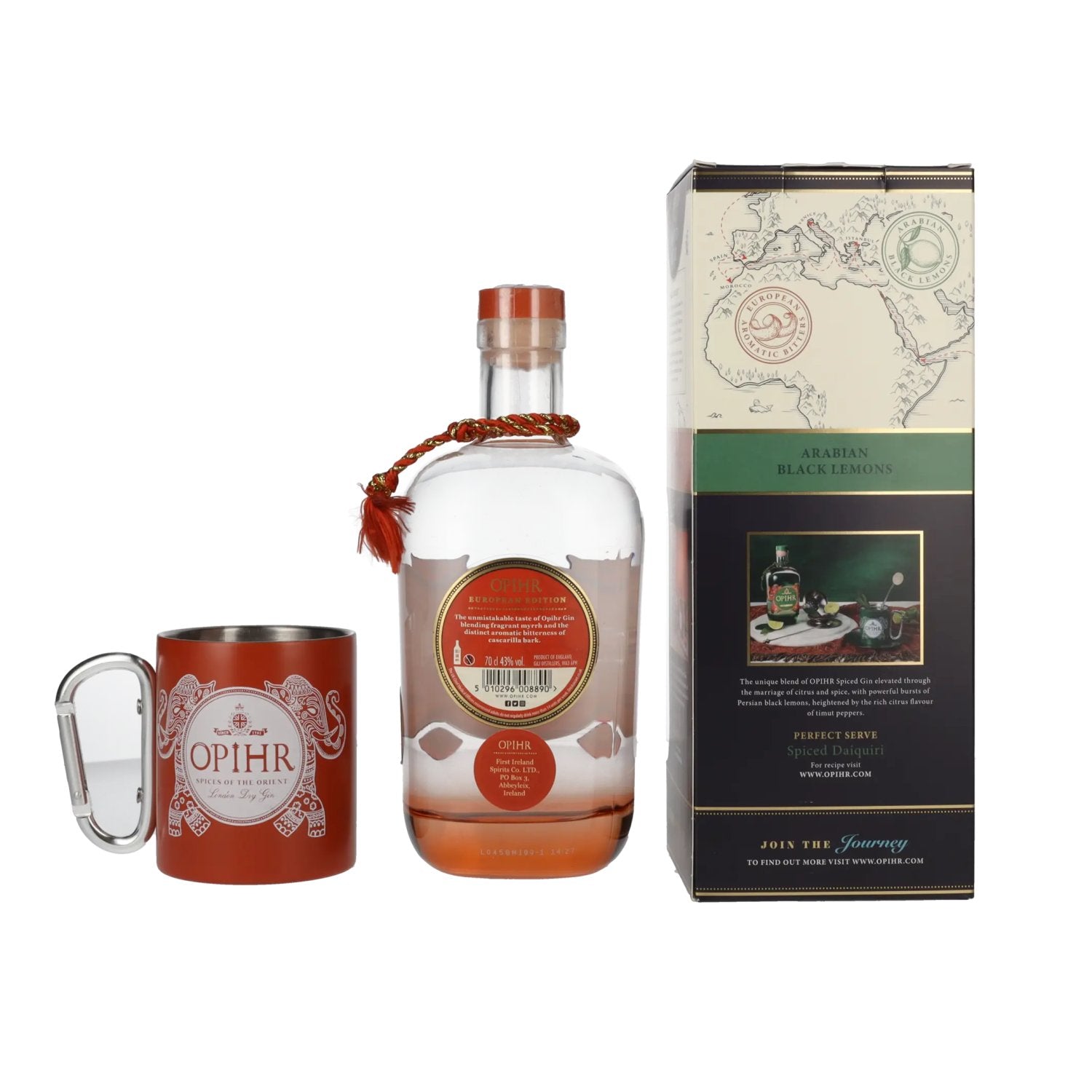 Opihr London Dry Gin EUROPEAN EDITION 43% Vol. 0,7l in Geschenkbox mit Travel Mug