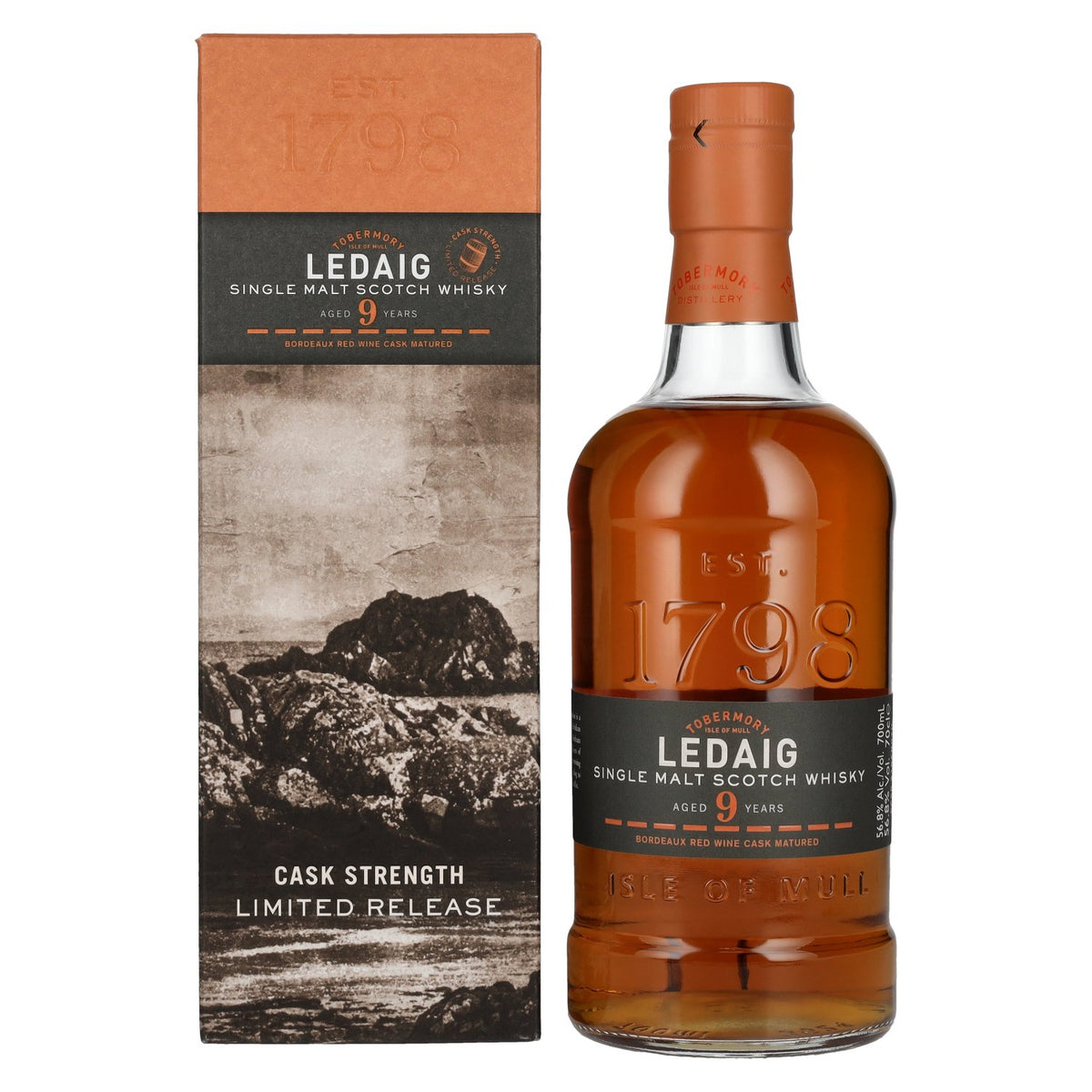 Ledaig 9 Years Old Bordeaux Red Wine Cask Strength Limited Release 2012 56.8% vol. 0.7 l in a gift box