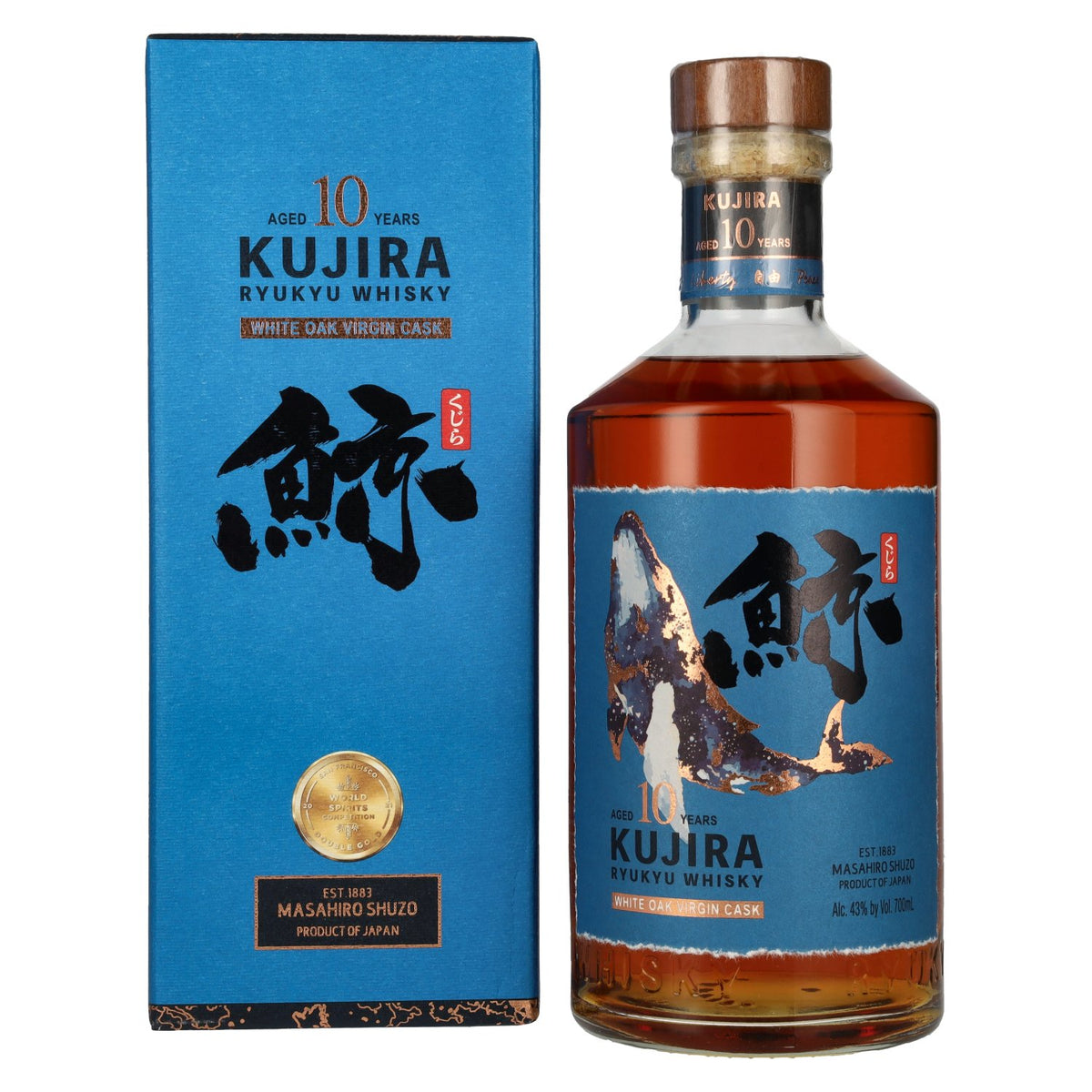 Kujira Ryukyu 10-Year-Old WHITE OAK VIRGIN CASK Whisky 43% vol. 0.7 l in a gift box