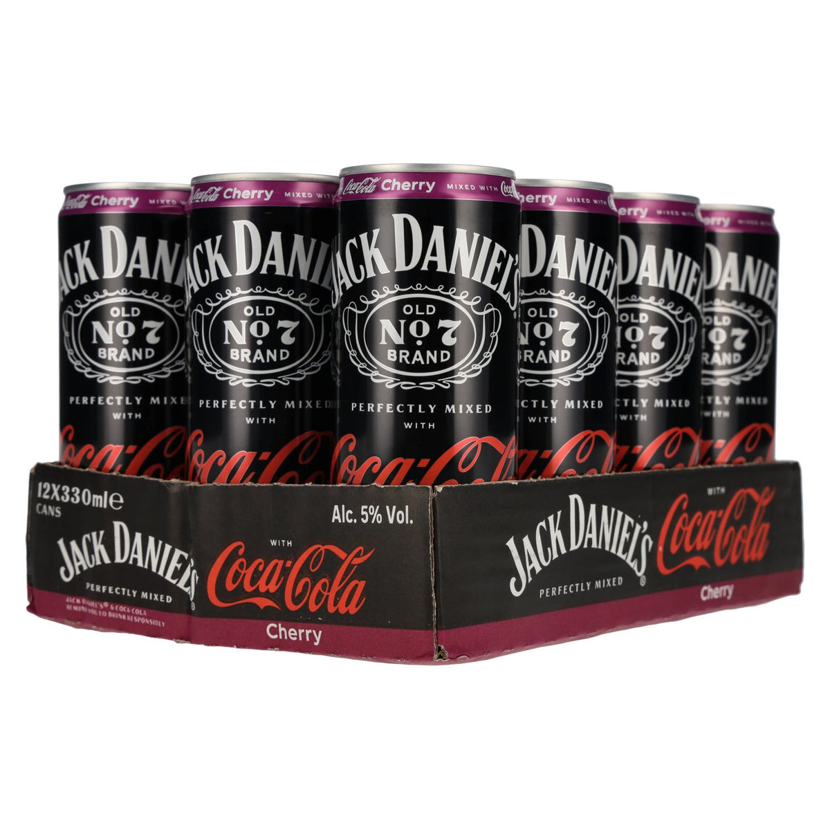 Jack Daniel's No. 7 Whisky &amp; Coca Cola CHERRY 5% ABV, 12 x 0.33 l tins (deposit required)