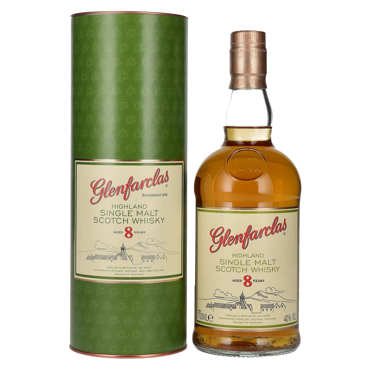 Glenfarclas 8 ans d'âge, whisky single malt des Highlands, 40 % vol., 0,7 l, dans un coffret cadeau