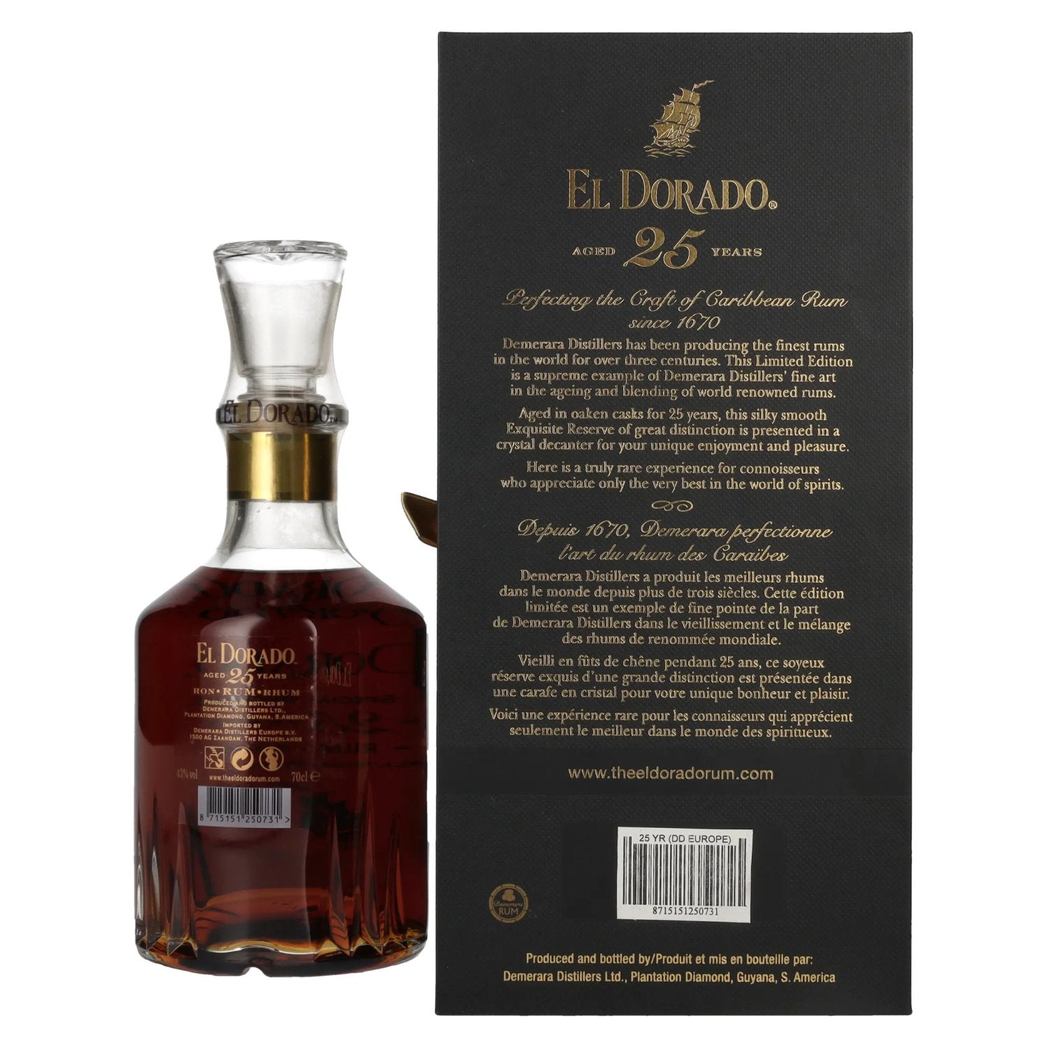 El Dorado 25 Years Old GRAND SPECIAL RESERVE Rum 1997 43% Vol. 0,7l in Geschenkbox