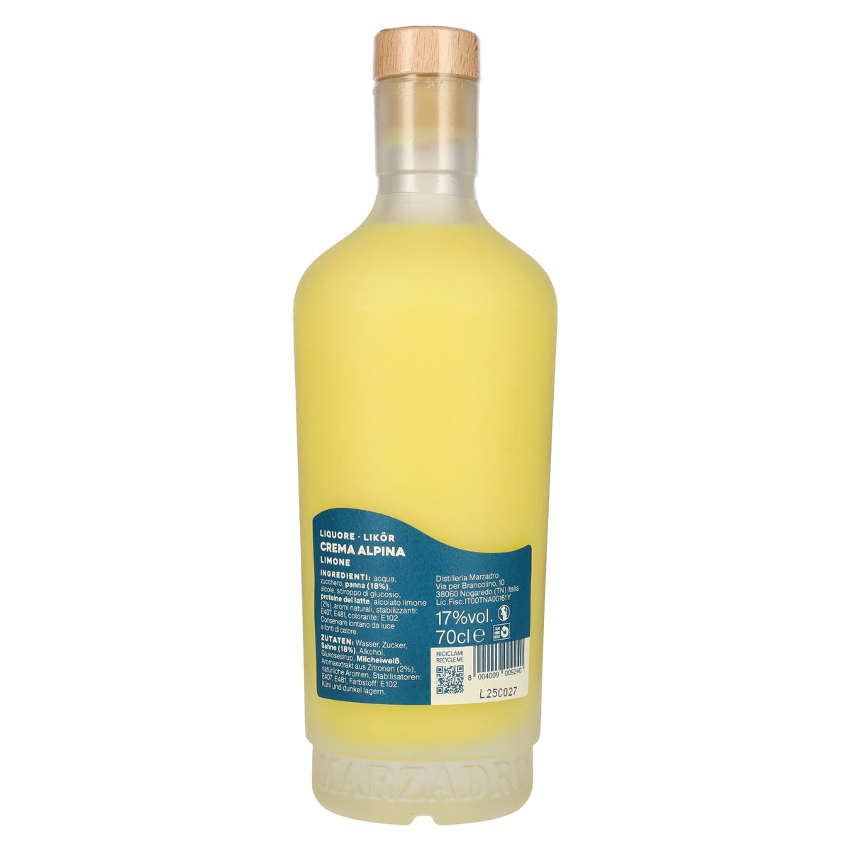 Marzadro Crema Alpina Limone, liqueur à 17 % vol., 0,7 l