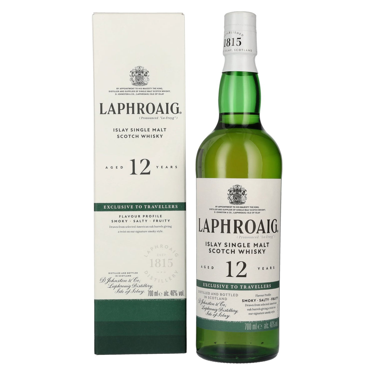 Laphroaig 12 Years Old Travel Exclusive Islay Single Malt Scotch Whisky 46% ABV 0.7l in a gift box