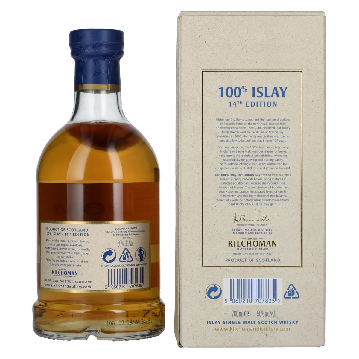 Kilchoman 100% Islay The 14th Edition Single Malt Scotch Whisky 2024 50% Vol. 0,7l in Geschenkbox