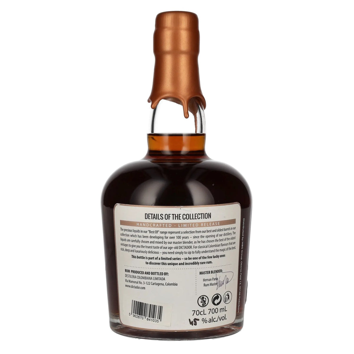 Dictador BEST OF 1987 ALTISIMO Colombian Rum 30YO/050317/EX-W348 45% vol. 0.7 l