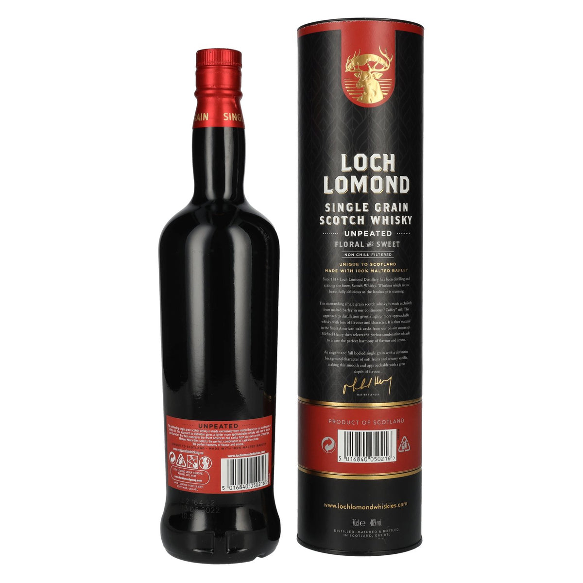 Loch Lomond SINGLE GRAIN Coffey Still Unpeated Scotch Whisky 46% ABV 0.7l in a gift box