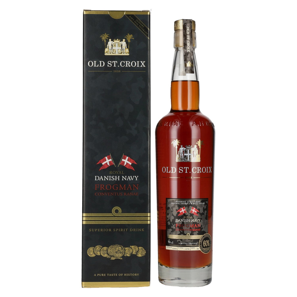 Old St. Croix A.H. Riise Royal DANISH NAVY FROGMAN Conventus Ranae Superior Spirit Drink 60% vol. 0,7 l in geschenkverpakking