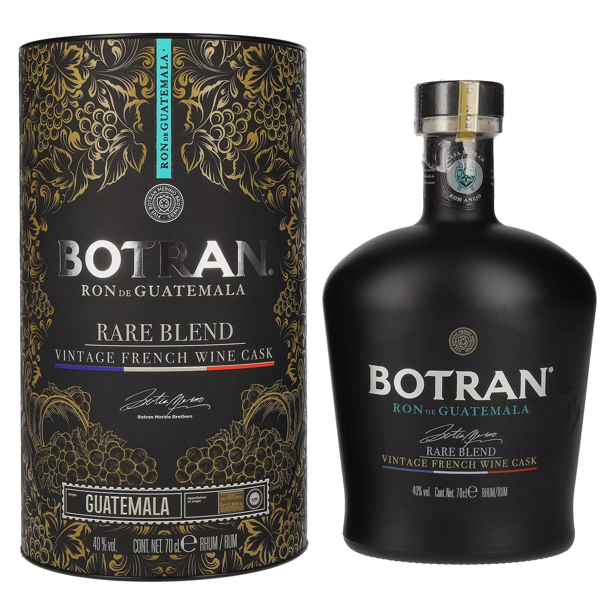 Ron Botran RARE BLEND, vieillissement en fûts de vin français, 40 % vol., 0,7 l, dans un coffret cadeau