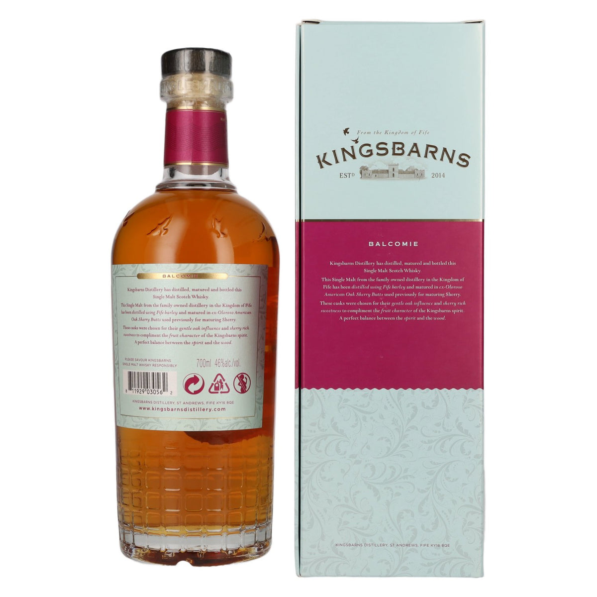 Kingsbarns BALCOMIE Lowland Single Malt Scotch Whisky 46% ABV, 0.7 l, in a gift box