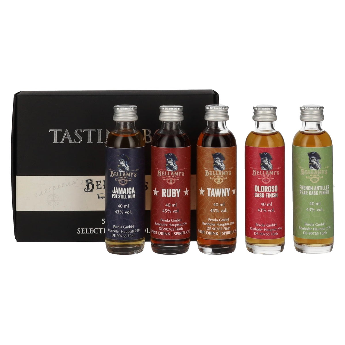 Bellamy's Reserve Rum Tasting Box Selected by Perola 2024 43,8% Vol. 5x0,04l in Geschenkbox