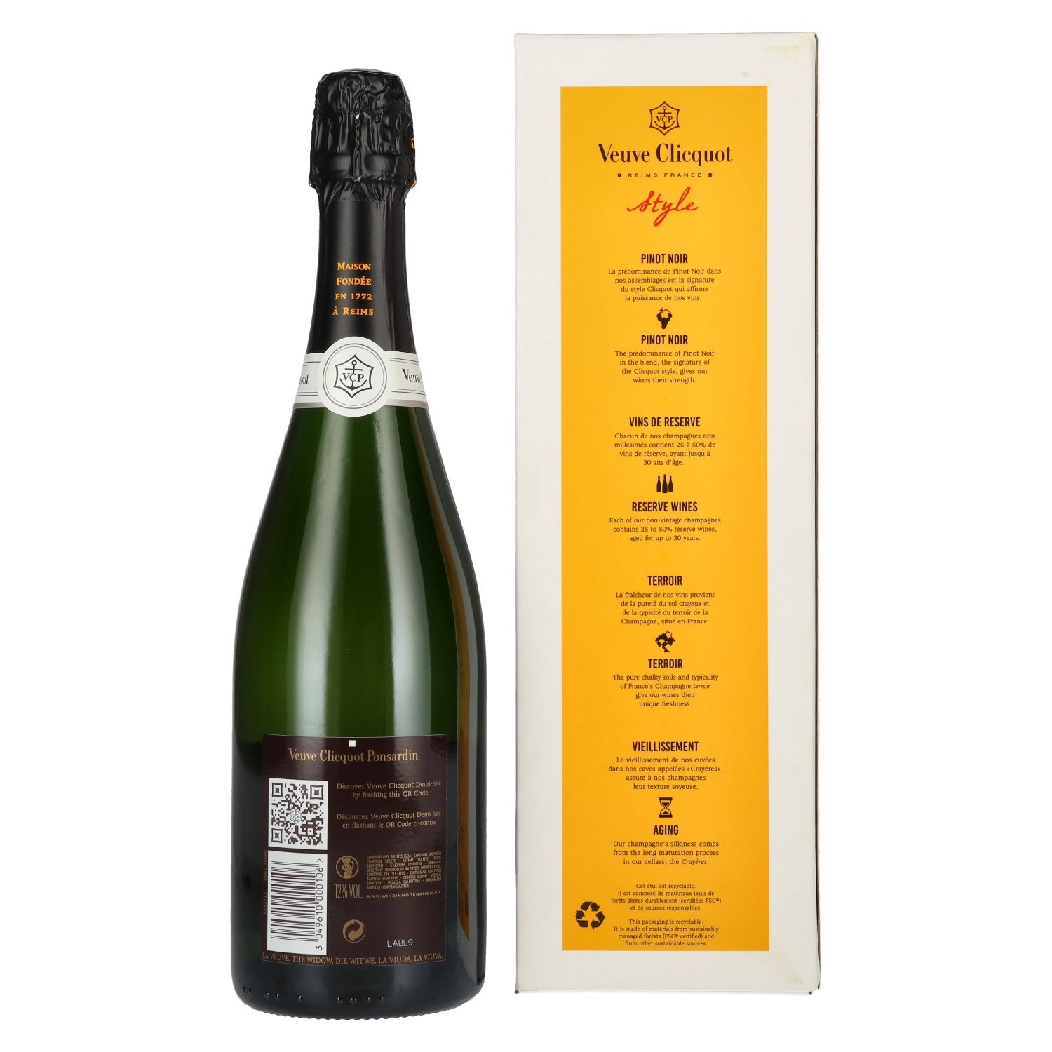 Veuve Clicquot Champagne DEMI-SEC 12% Vol. 0,75l in Geschenkbox