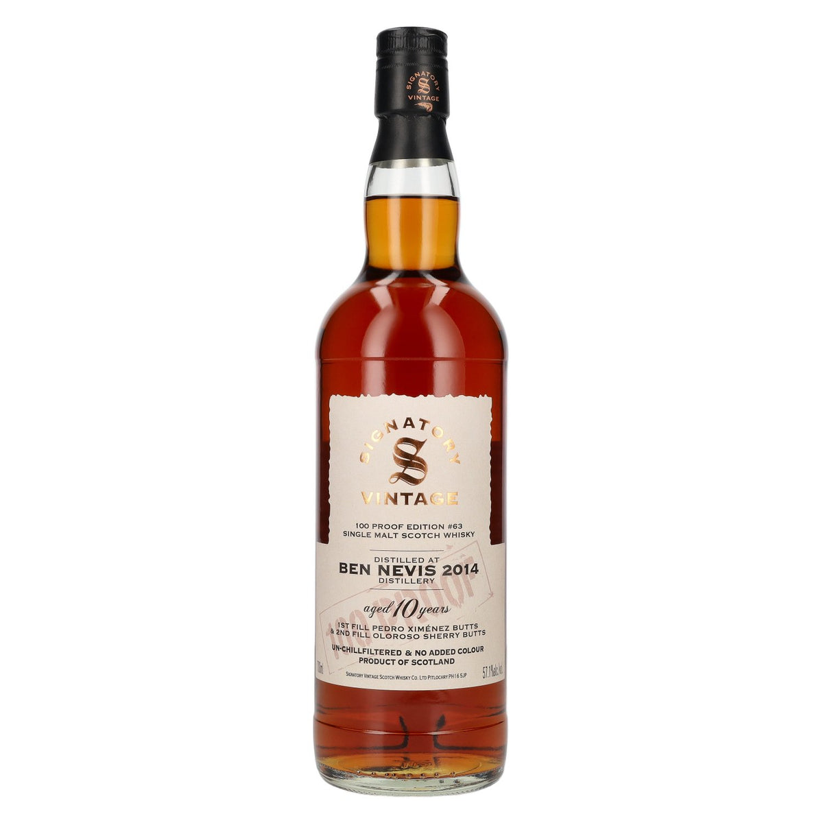 Signatory Vintage 100 Proof Edition Ben Nevis Single Malt de 10 ans d'âge n° 63 2014 57,1 % vol. 0,7 l
