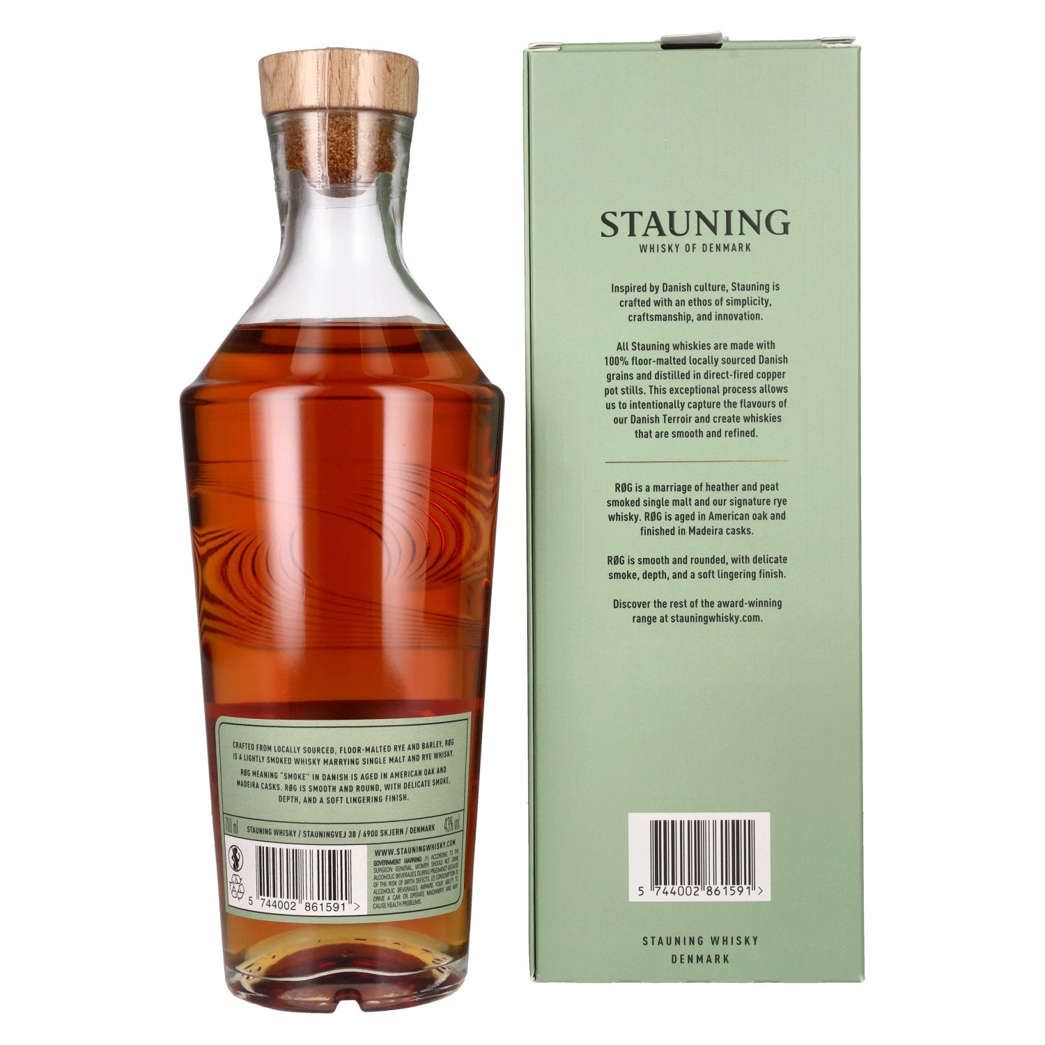 Stauning RØG Gerookte Deense Whisky 43% Vol. 0,7l in geschenkverpakking