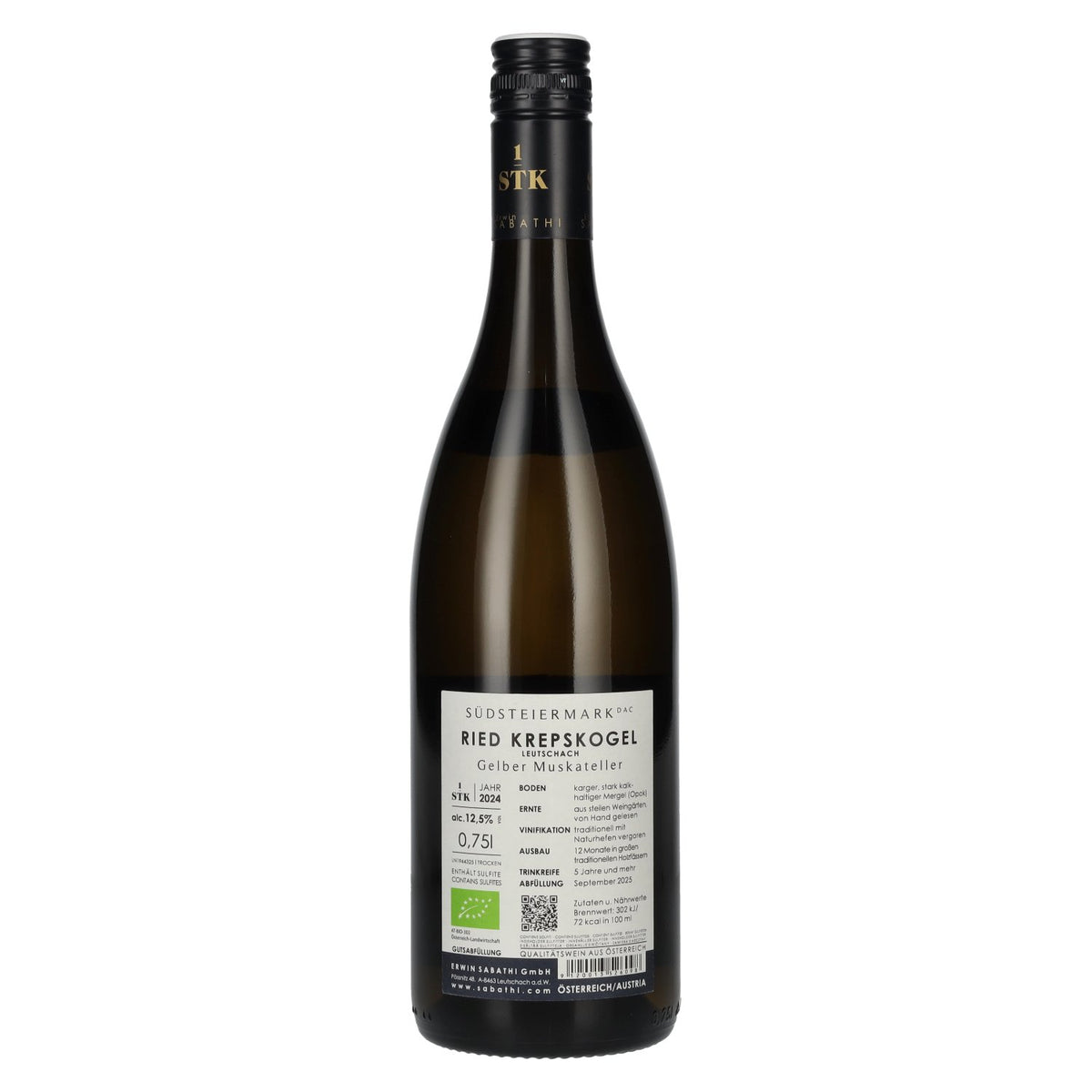 Erwin Sabathi Gelber Muskateller Ried Krepskogel Südsteiermark DAC 2024 12,5% Vol. 0,75l