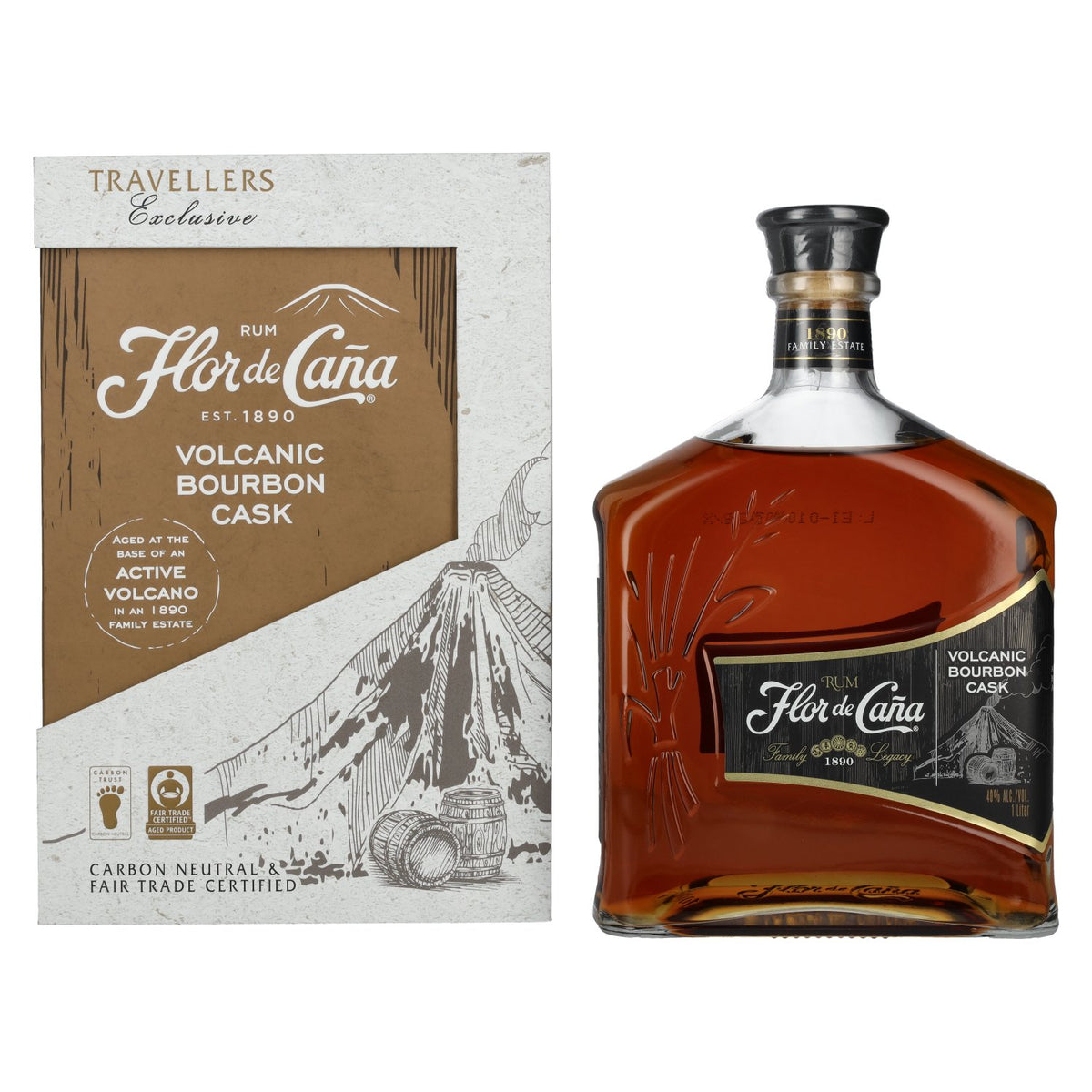 Flor de Caña Volcanic Bourbon Cask 40% Vol. 1l in Geschenkbox