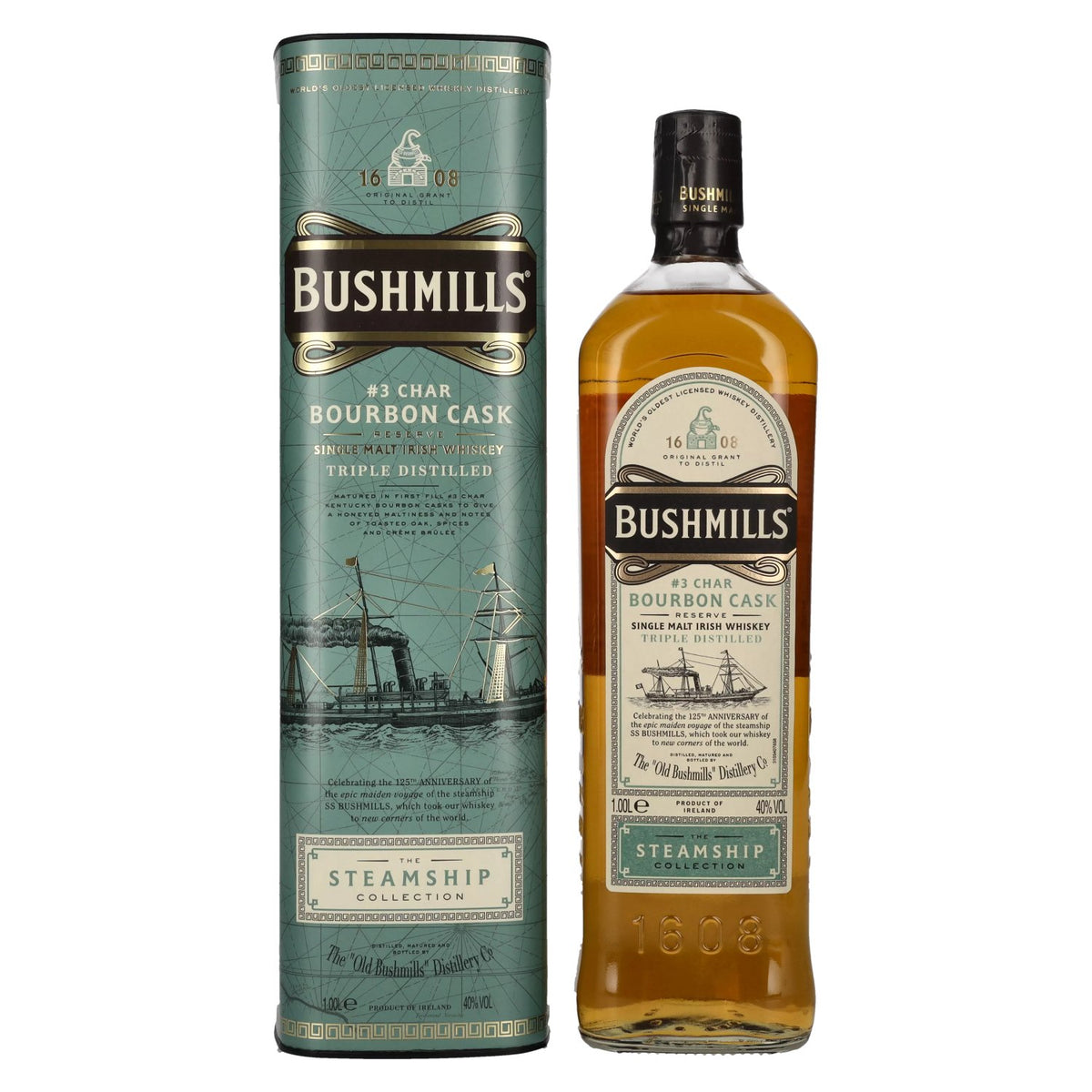 Bushmills CHAR BOURBON CASK Reserve The Steamship Collection 40% ABV 1 litre in a gift box