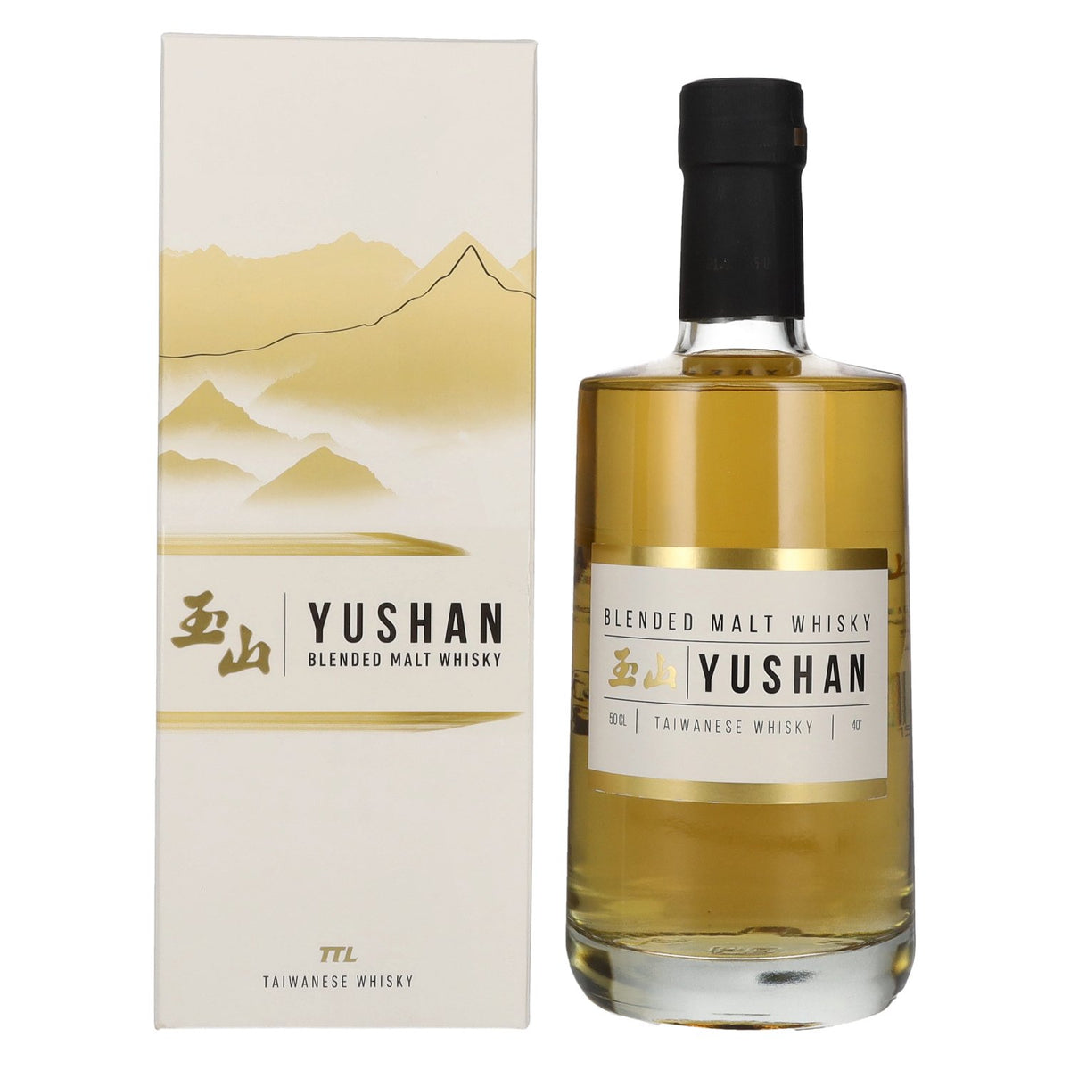 Yushan Whisky blended malt, 40 % vol., 0,5 l, dans un coffret cadeau