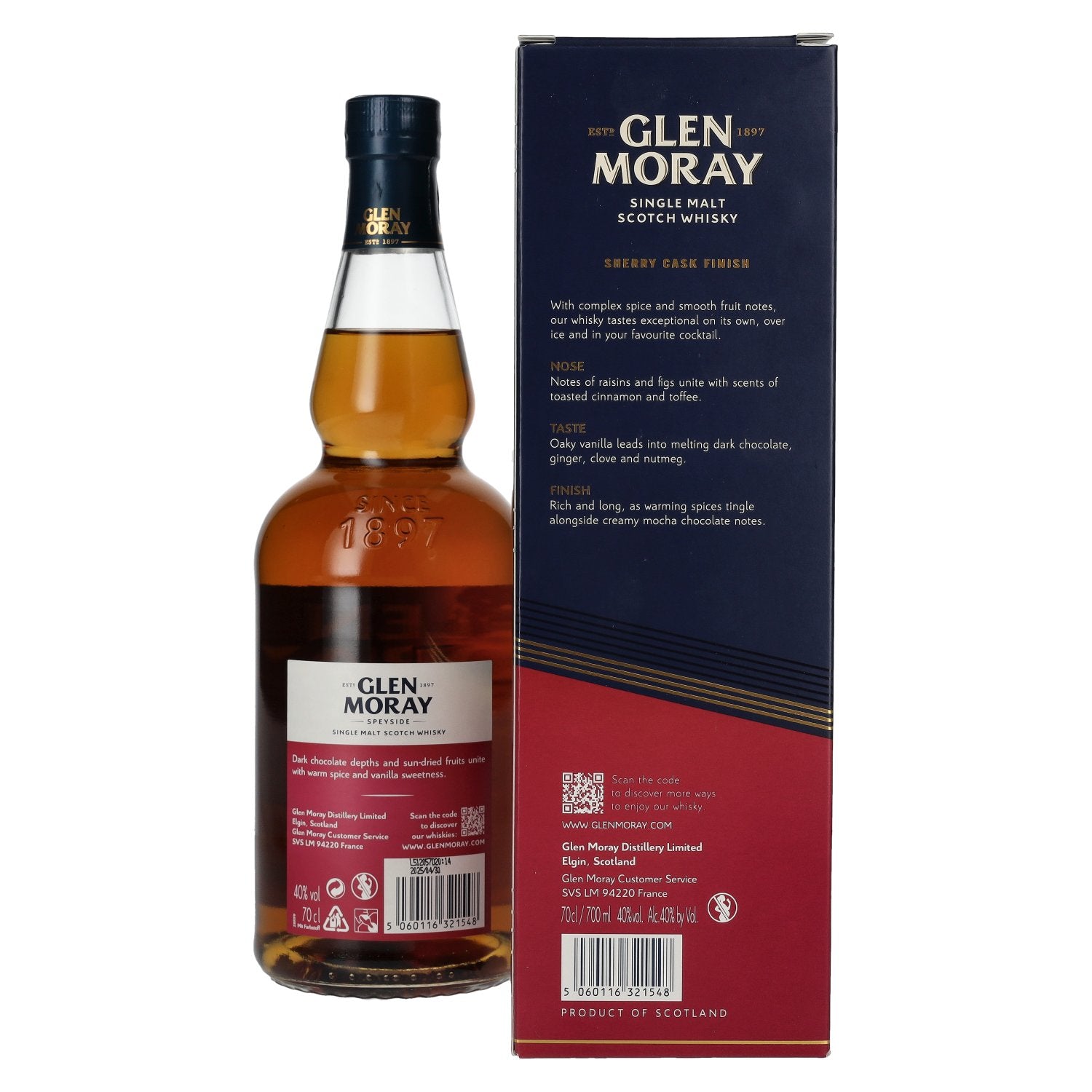 Glen Moray Double Cask Sherry Cask Finish 40% Vol. 0,7l in geschenkverpakking