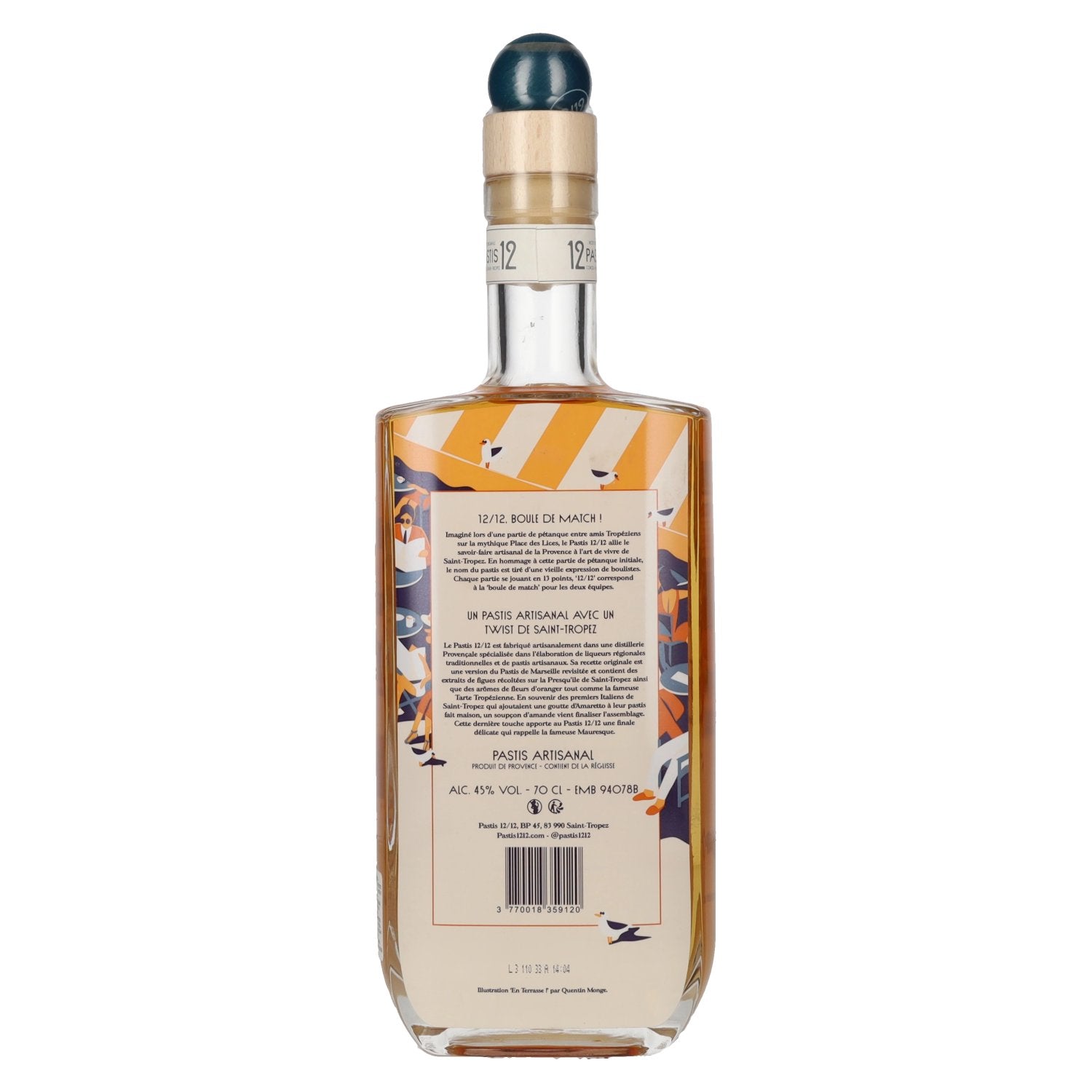 Pastis 12/12 Recette Originale Conçue à Saint-Tropez 45% vol. 0,7l