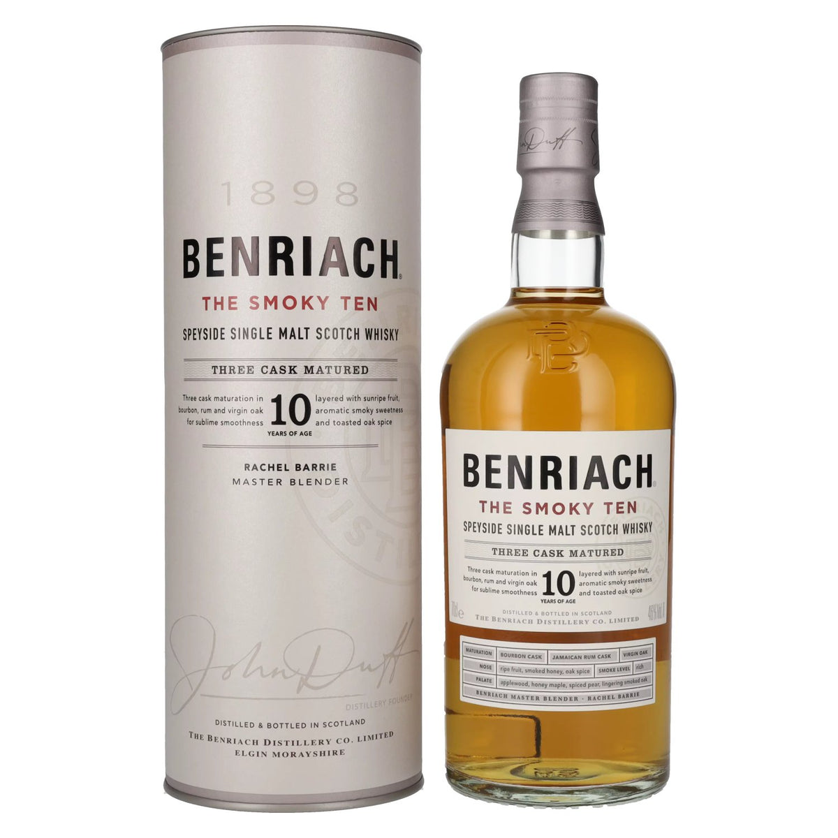 Benriach THE SMOKY TEN, single malt du Speyside vieilli dans trois fûts, 46 % vol., 0,7 l, dans un coffret cadeau