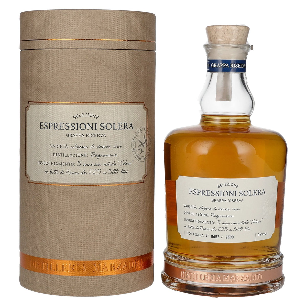 Marzadro ESPRESSIONI Solera Grappa 42% vol. 0,7 l in geschenkverpakking
